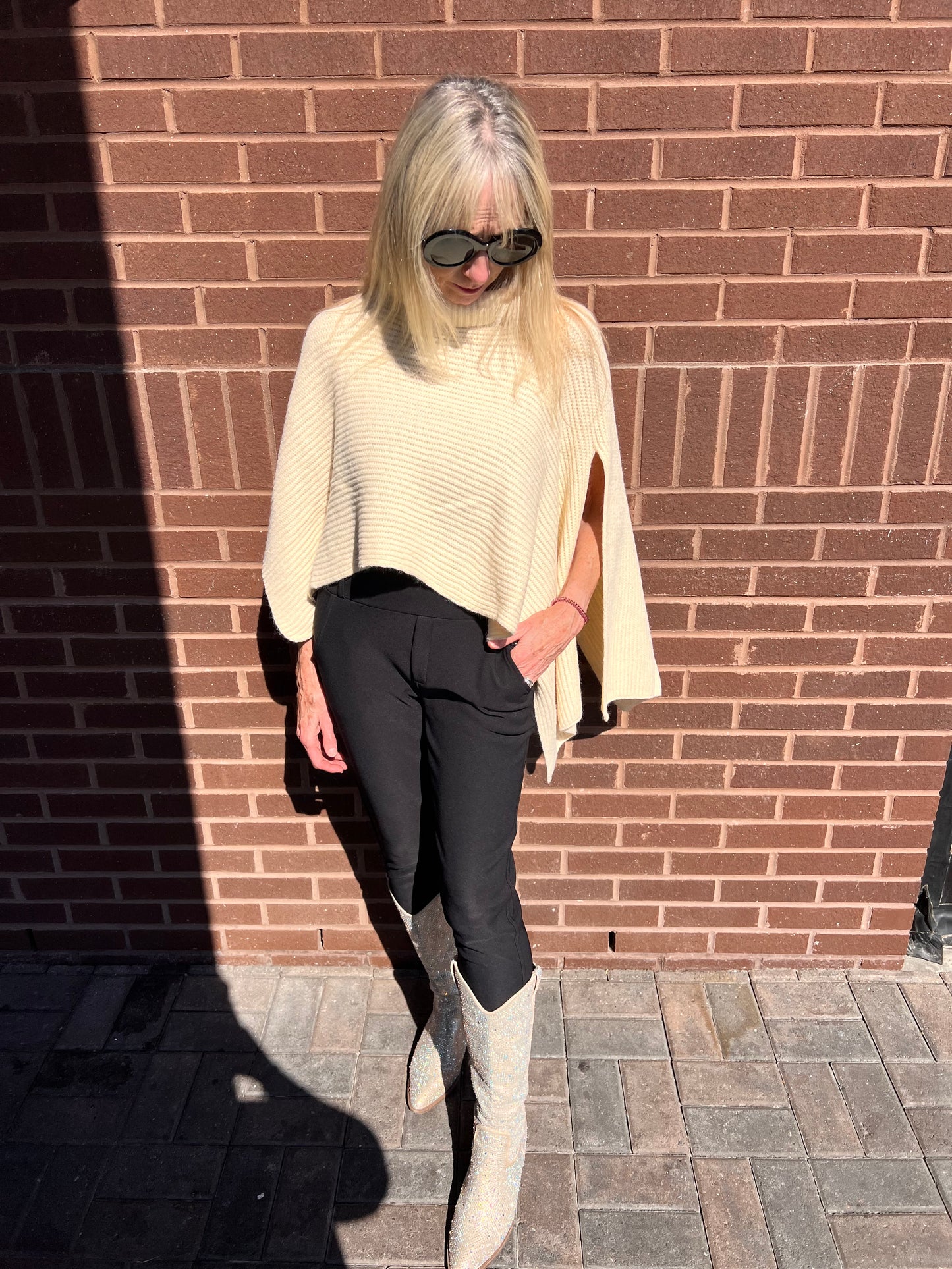 Mock Neck Asymmetrical Cape Poncho
