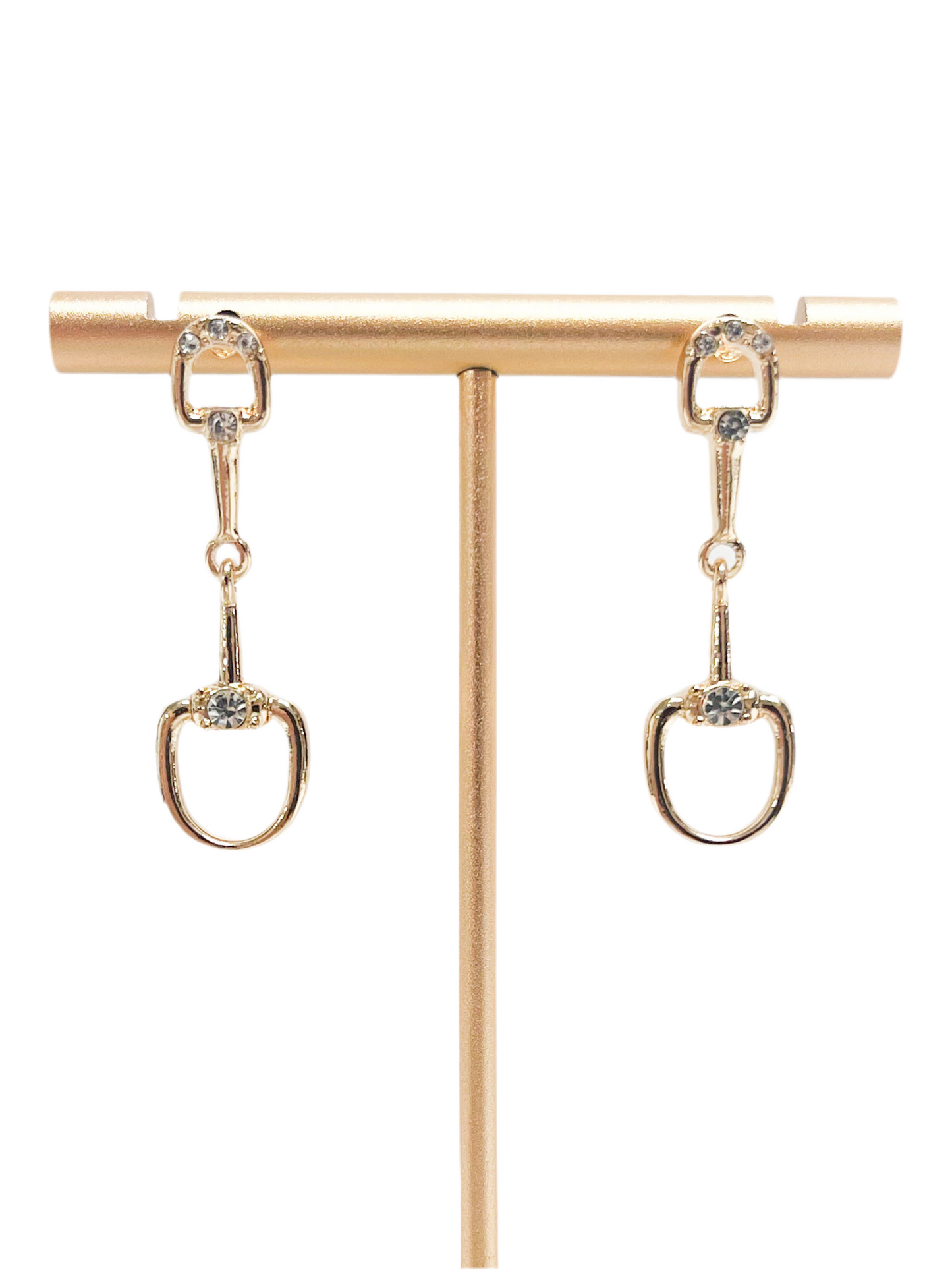 Gold dimmed stirrup earrings