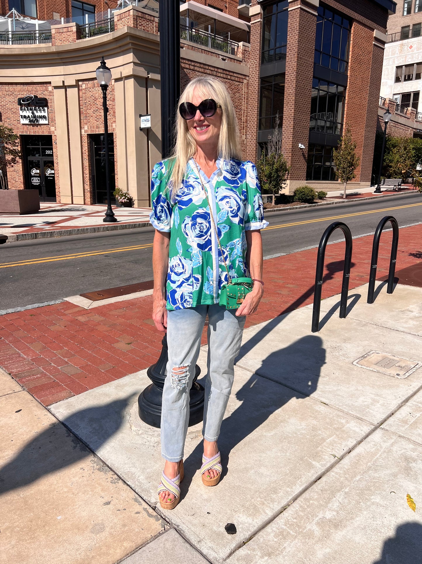 Blue floral top