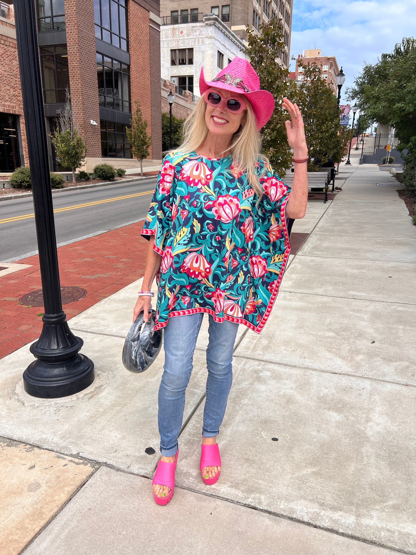 Multicolored Floral Printed Poncho