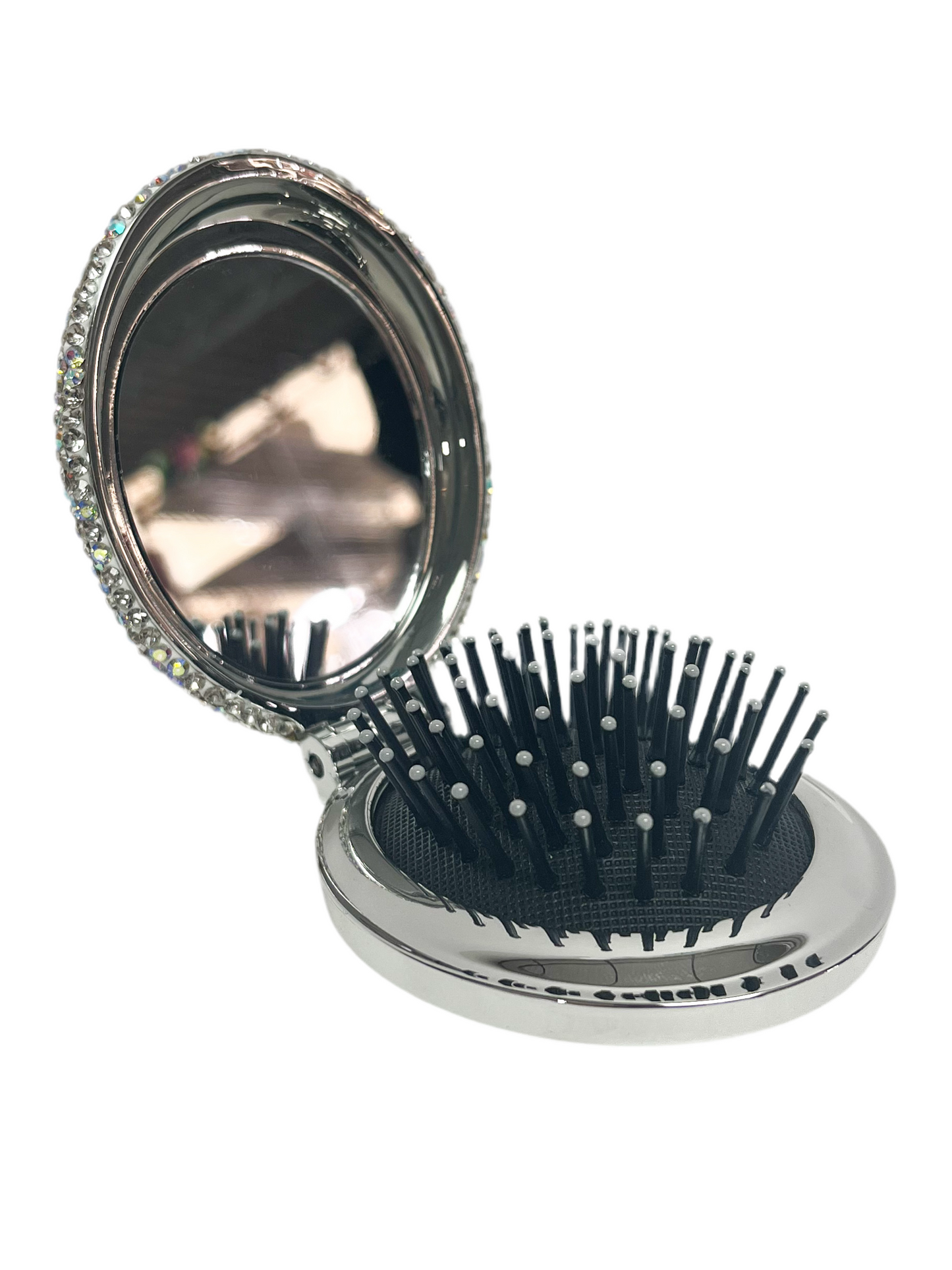 Crystal mirror and hairbrush