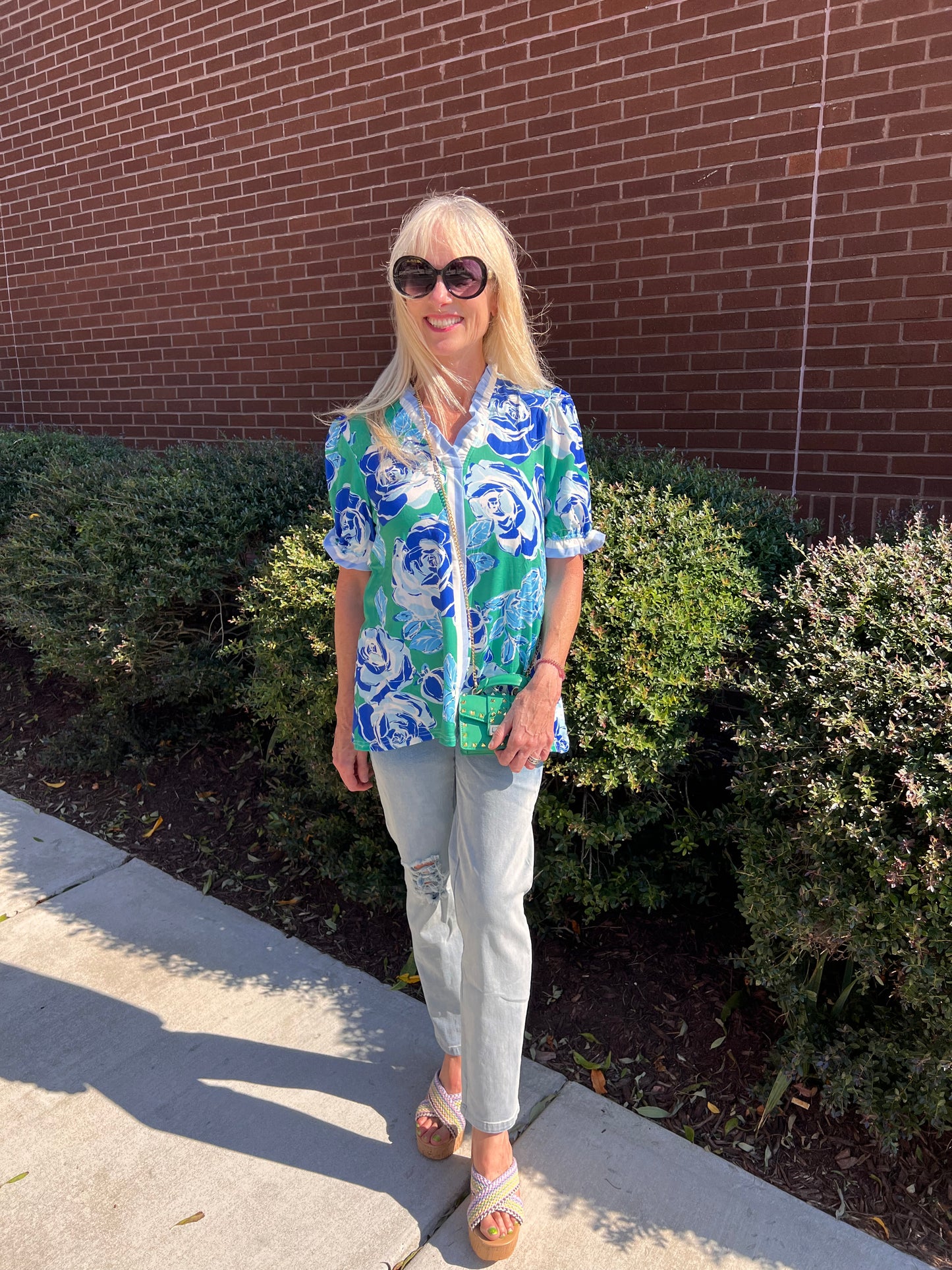Blue floral top