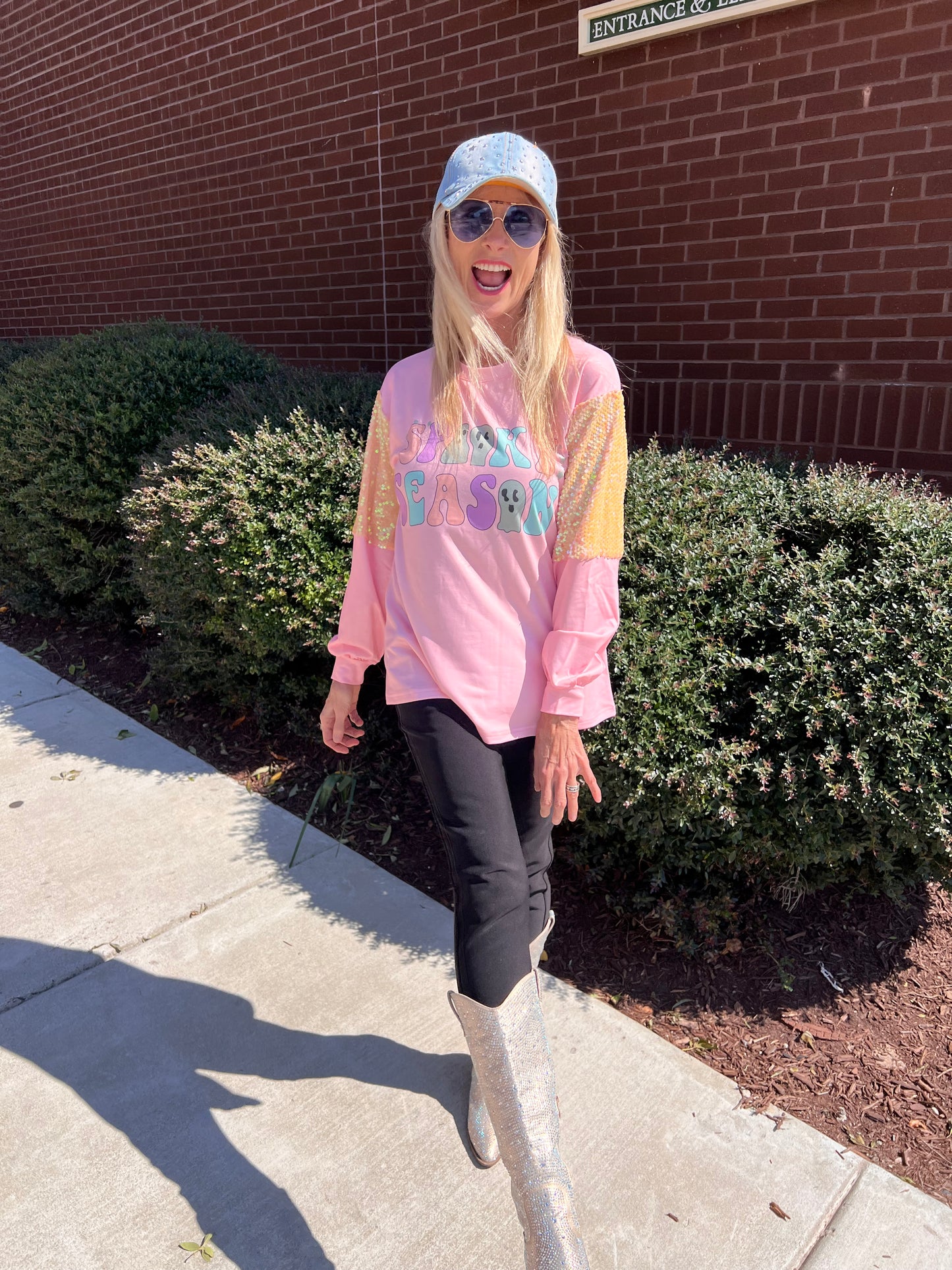 Spooky season long sleeve top(small)
