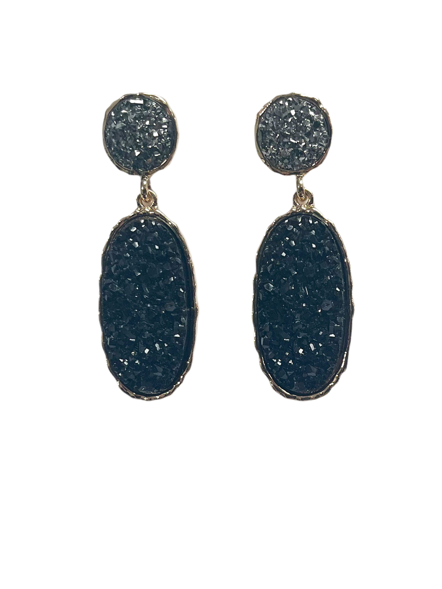 Black Crystal Oval earrings