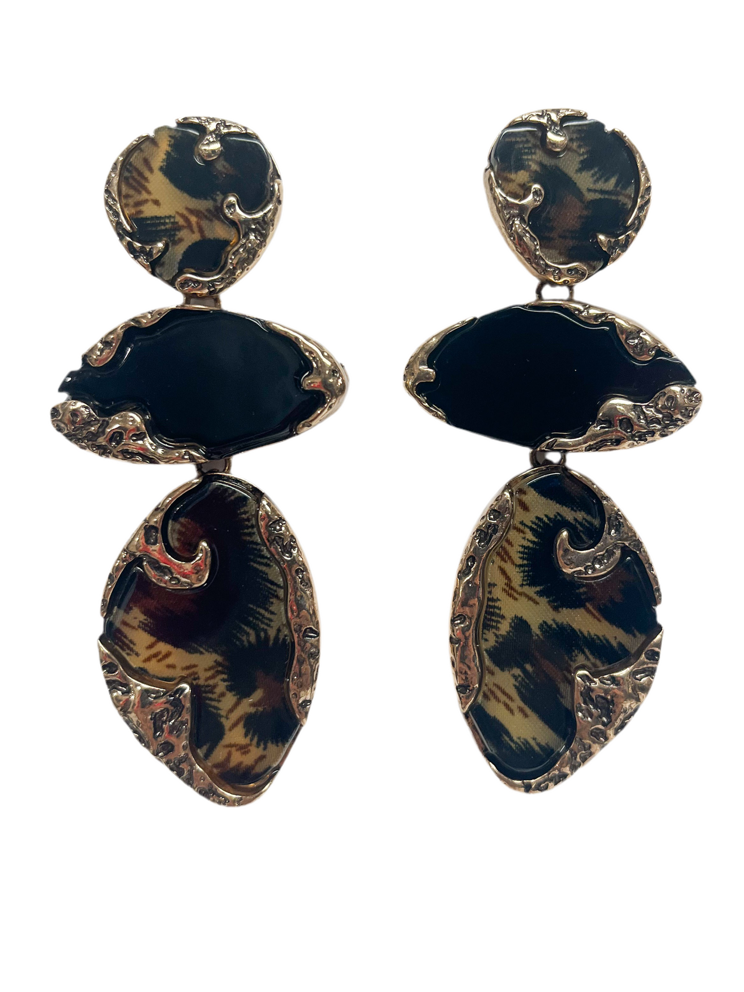 Printed stone drop earrings