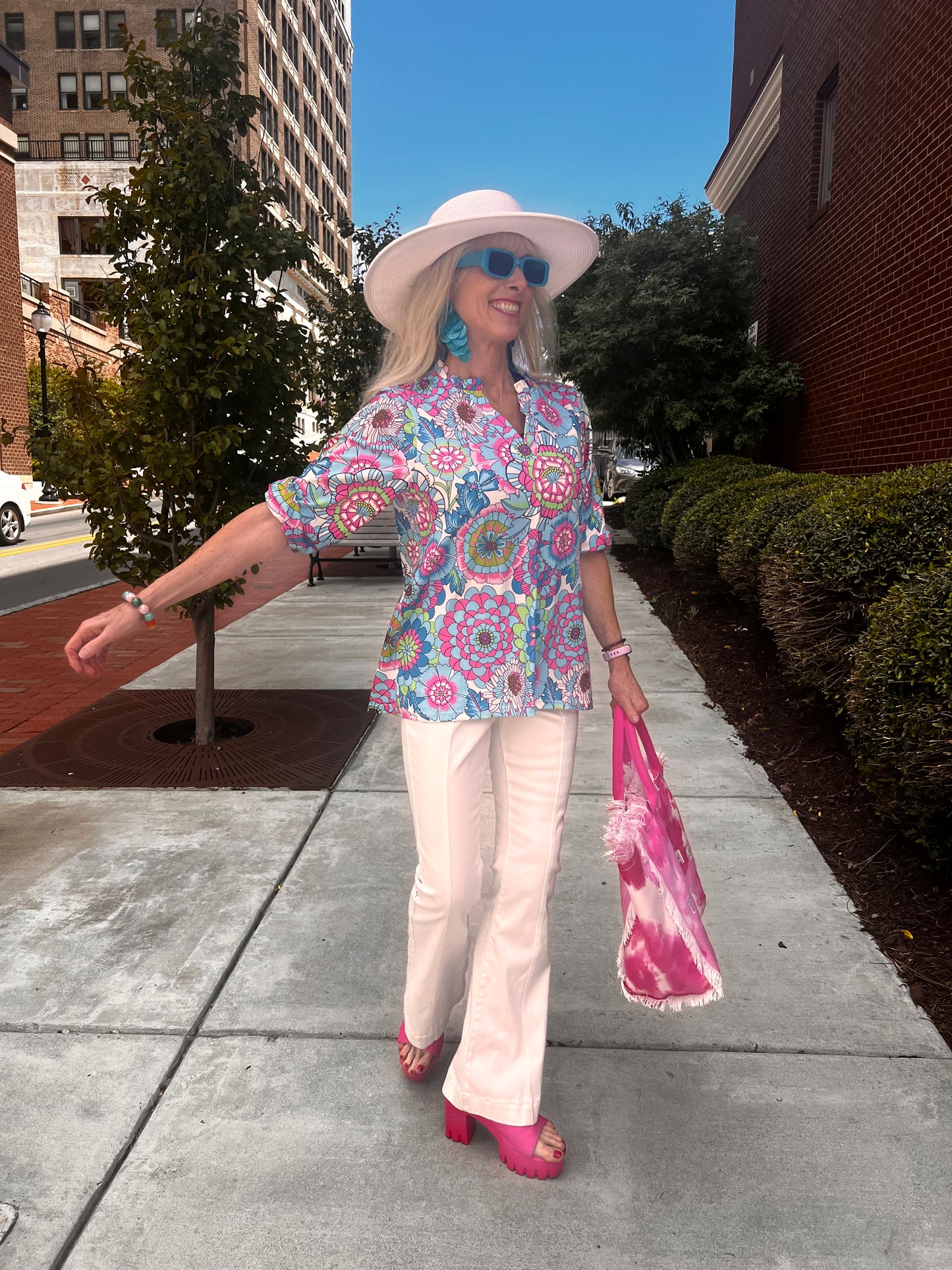 Multi Flower Print Top