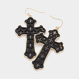 Wood Cross Earrings