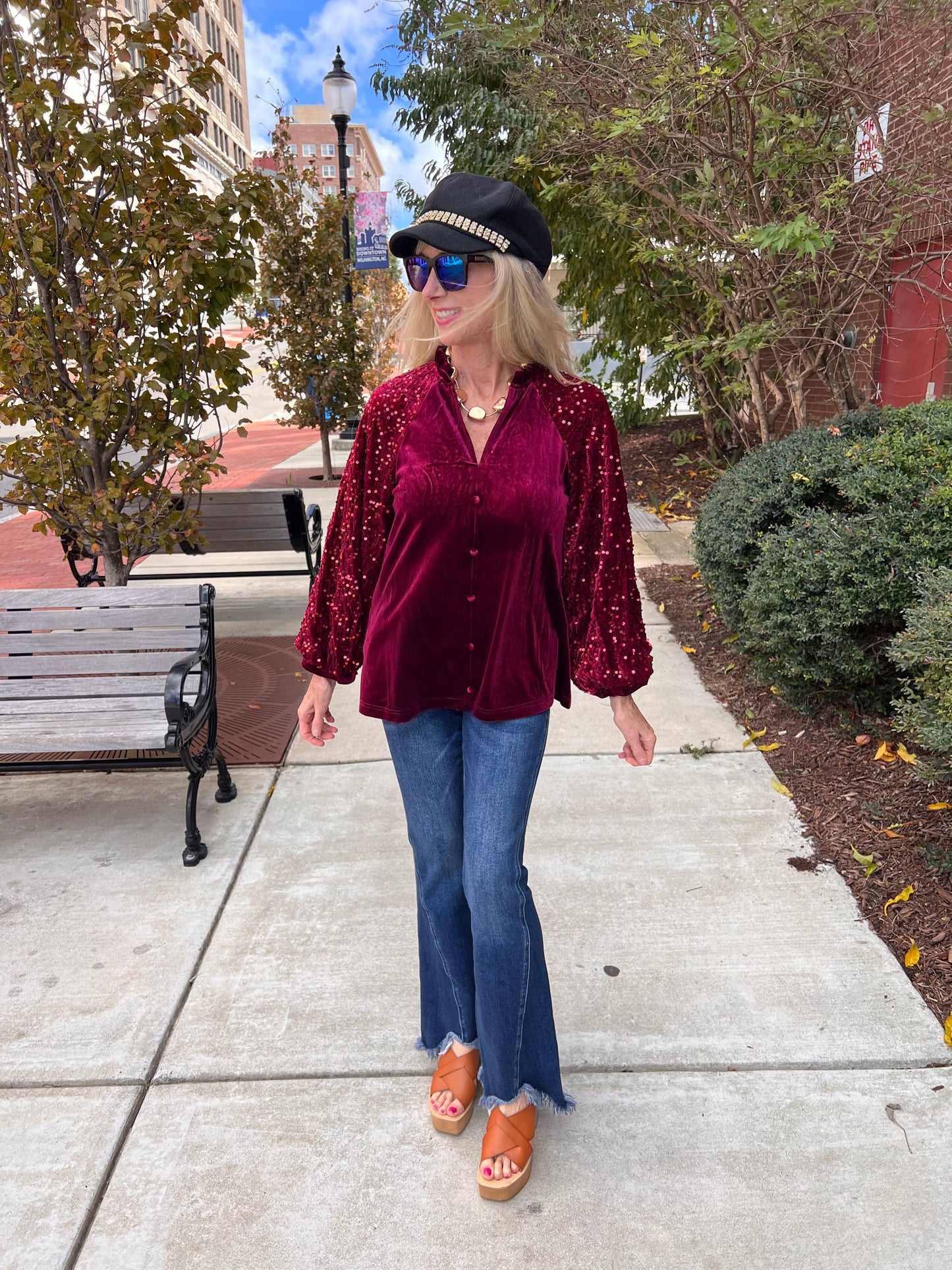 Burgundy Fleece w/Sequin Long Sleeves