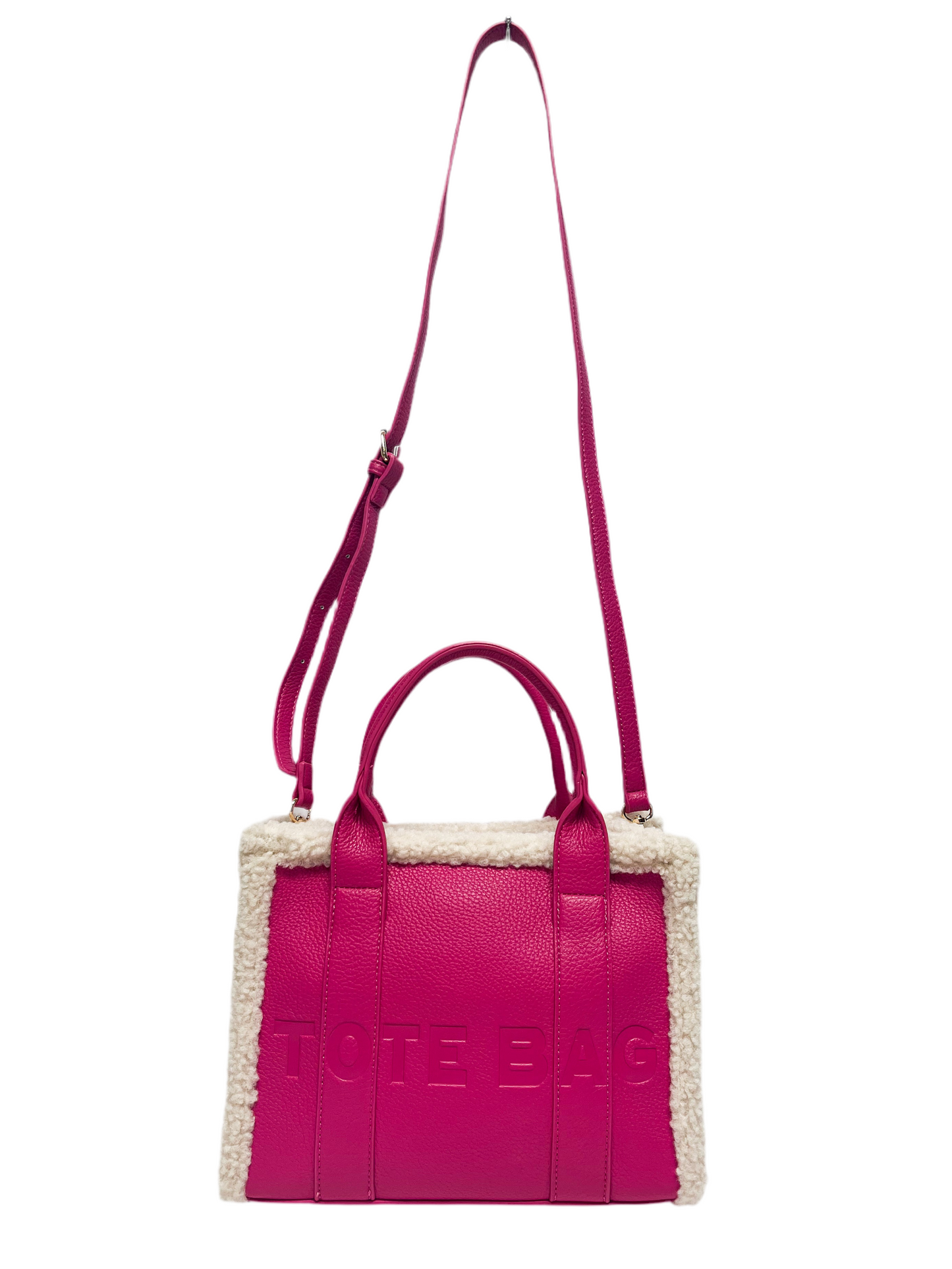 Mini fuzzy pink tote bag set
