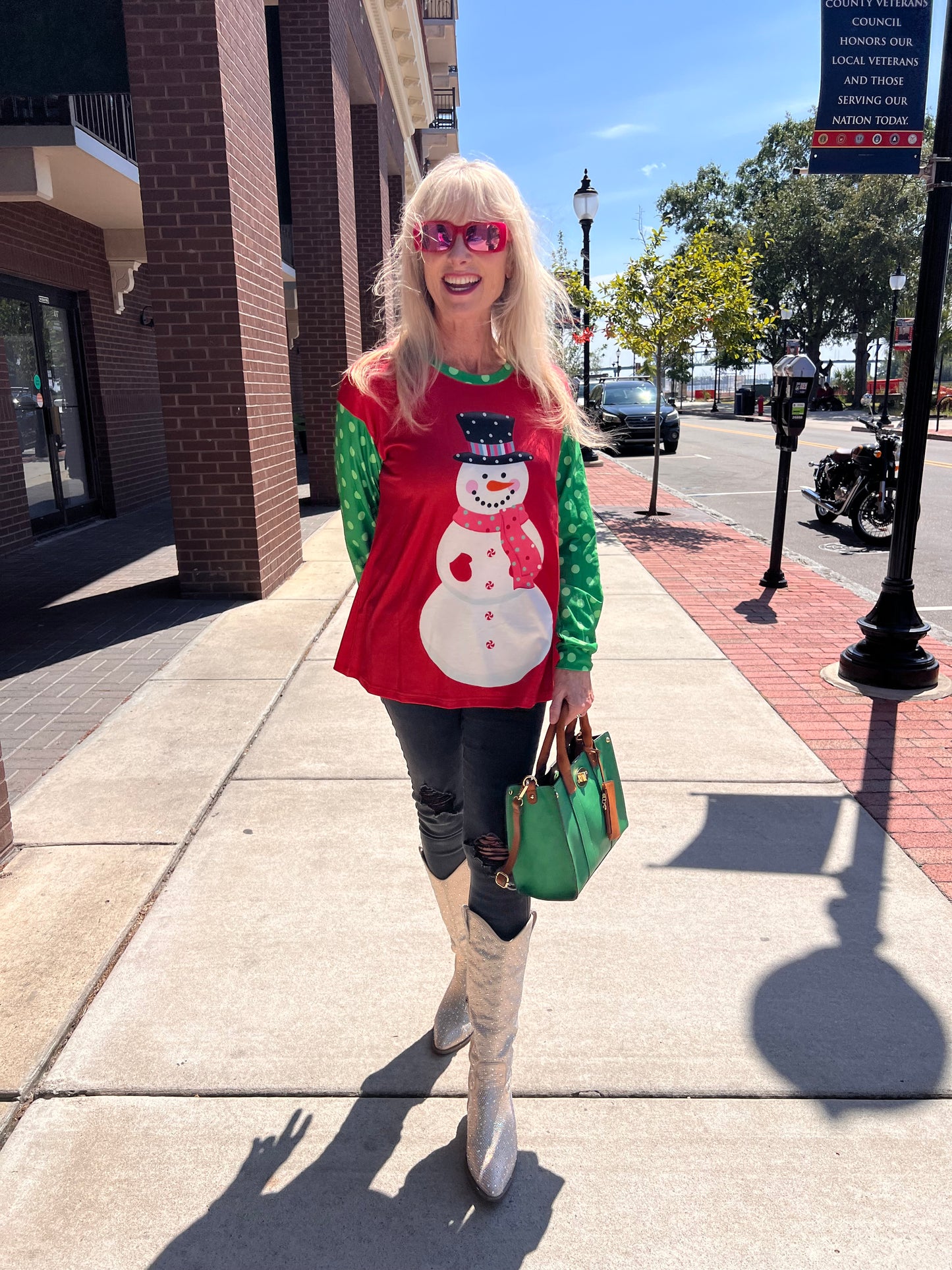 Long Sleeve Snowman Top