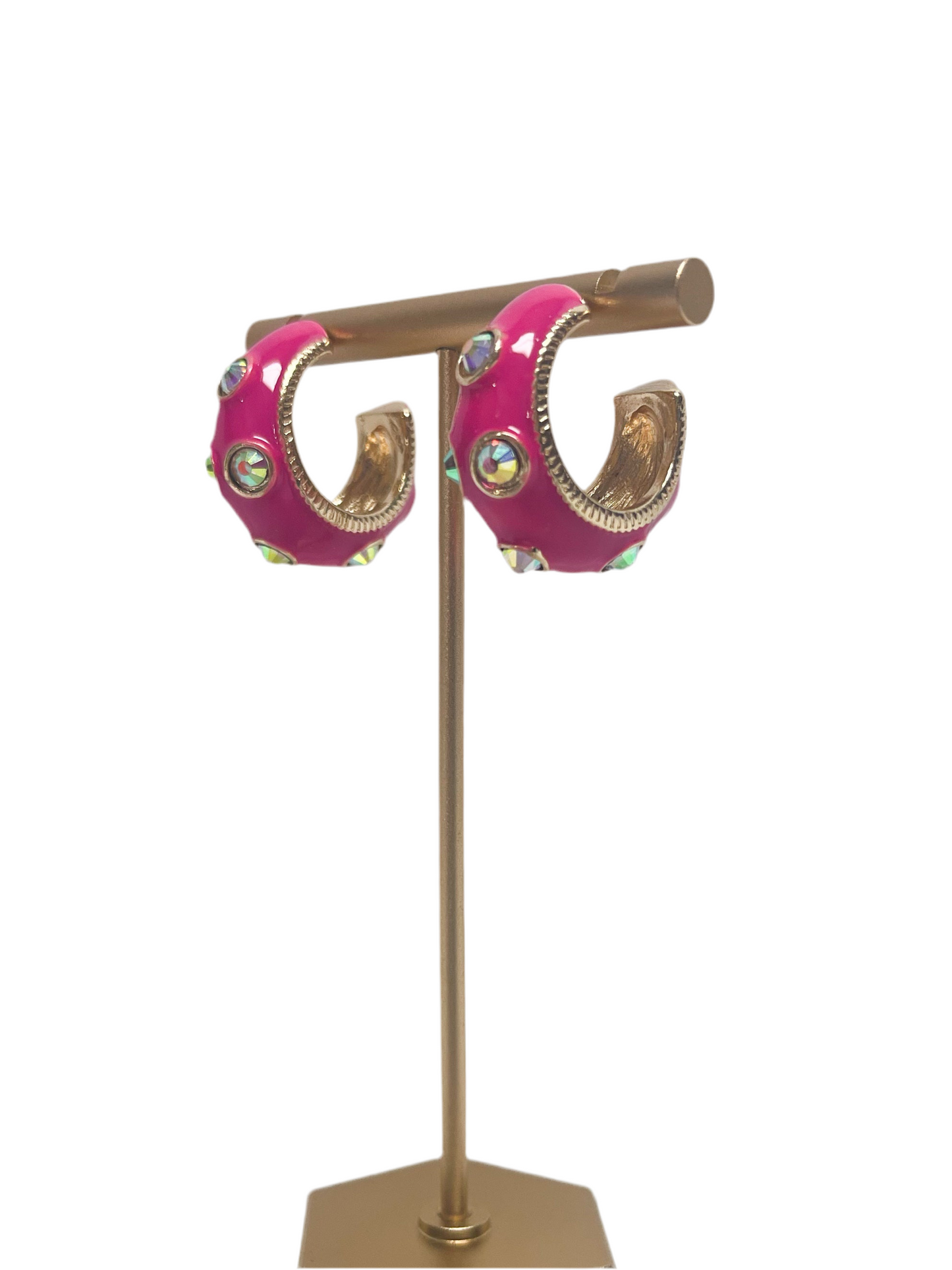 Pink Crystal Hoop earrings