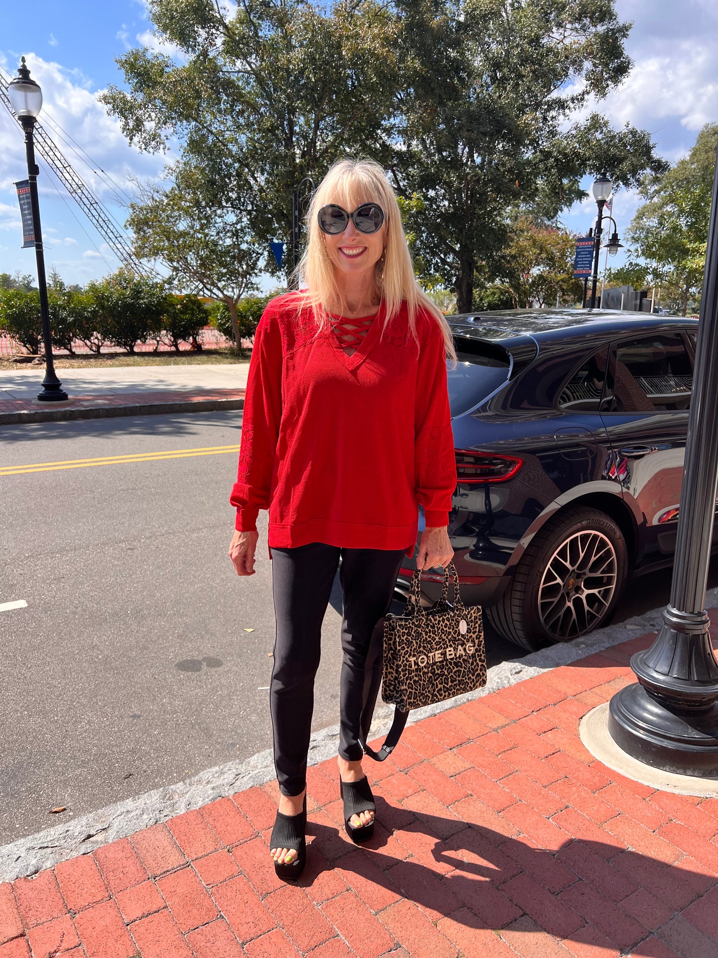 Red Long Sleeve Top