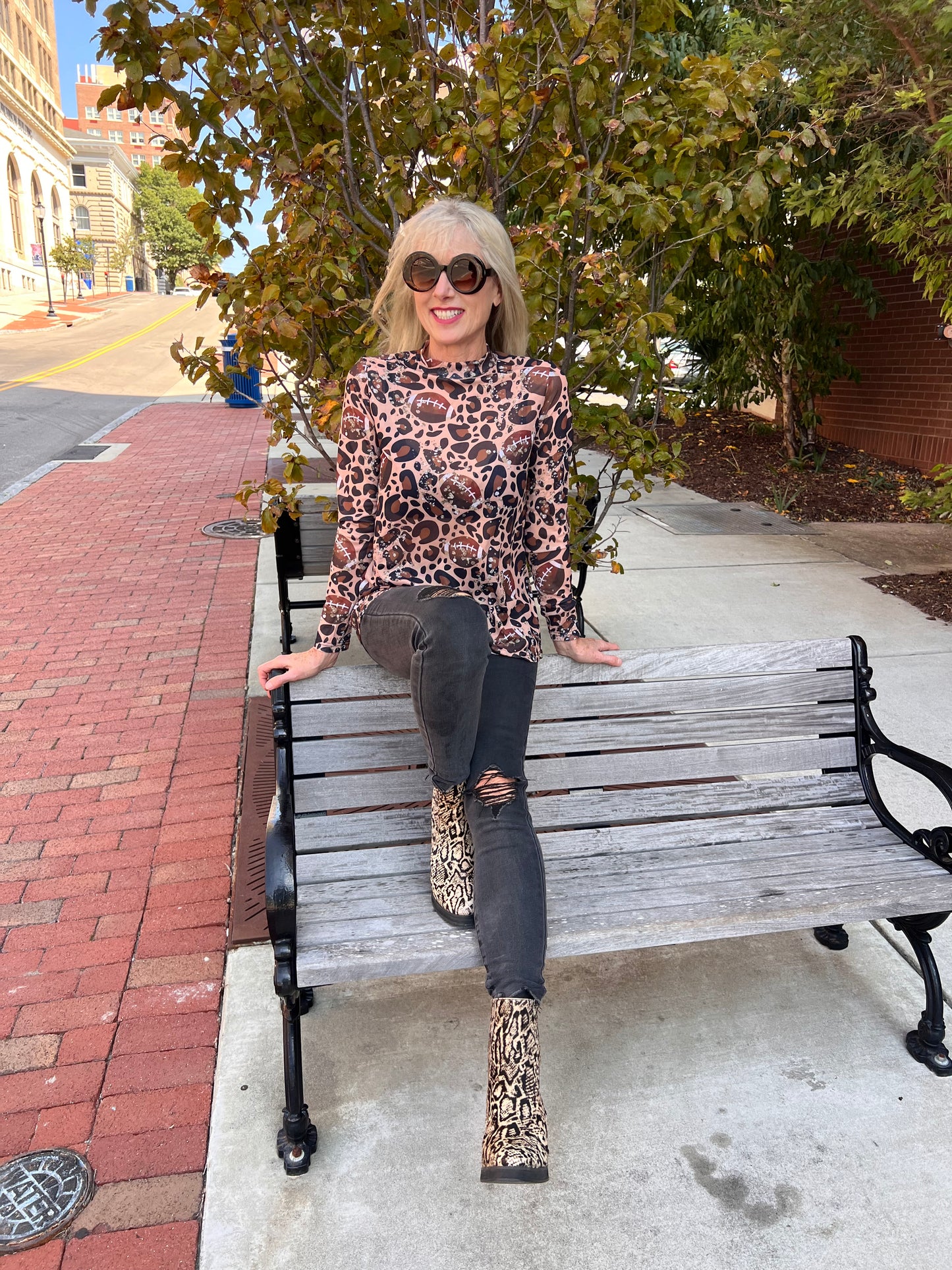 Sheer football printed top