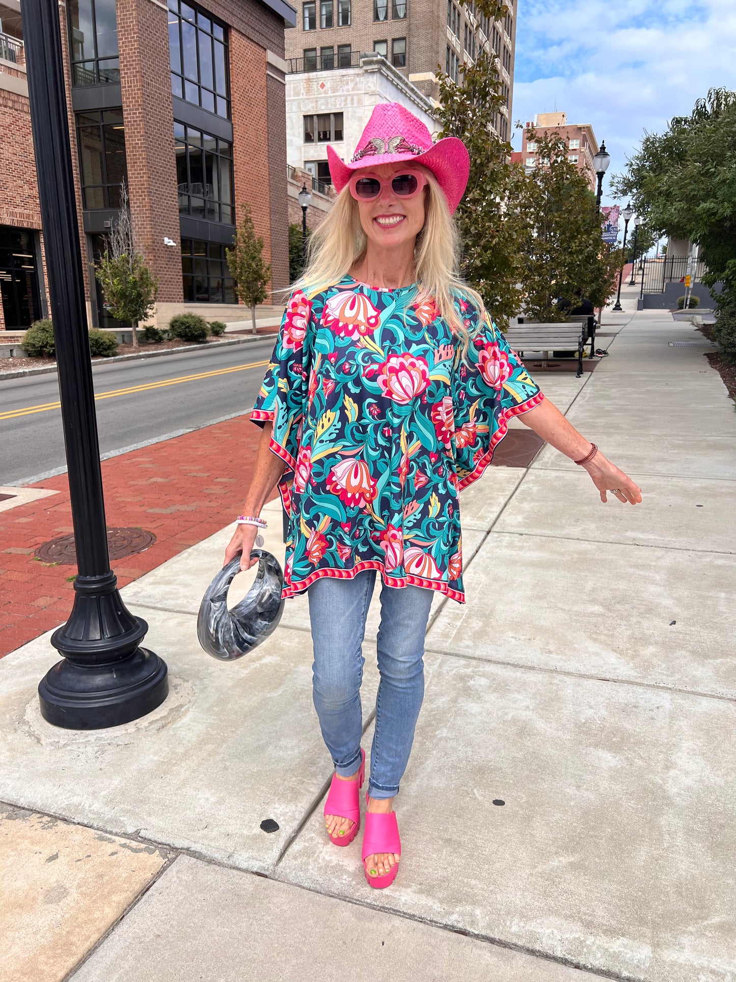 Multicolored Floral Printed Poncho