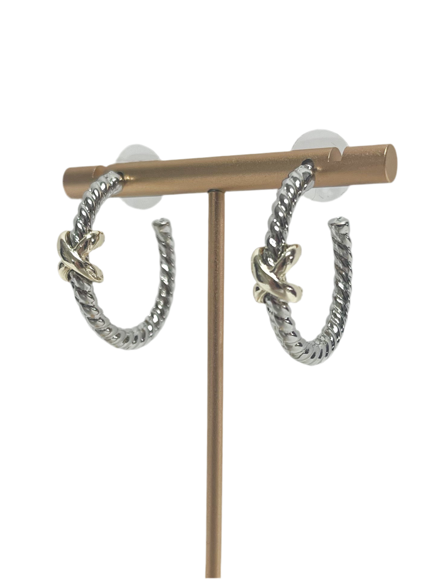 Silver with gold cross tie earrings