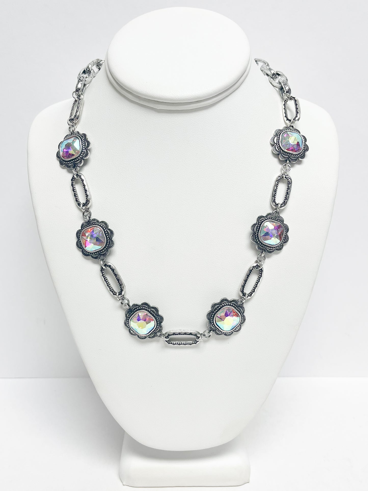 Square crystal necklace