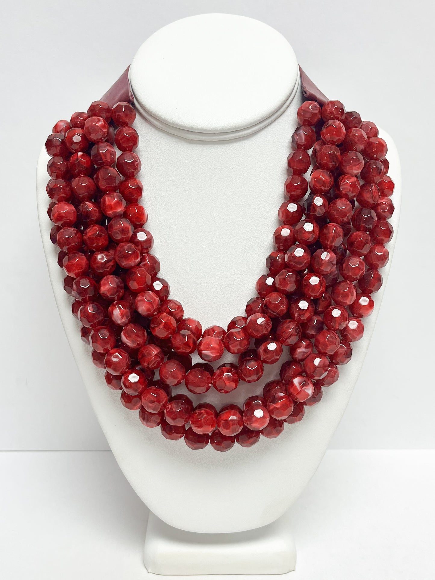 Red Ball Marbled Magnetic Necklace
