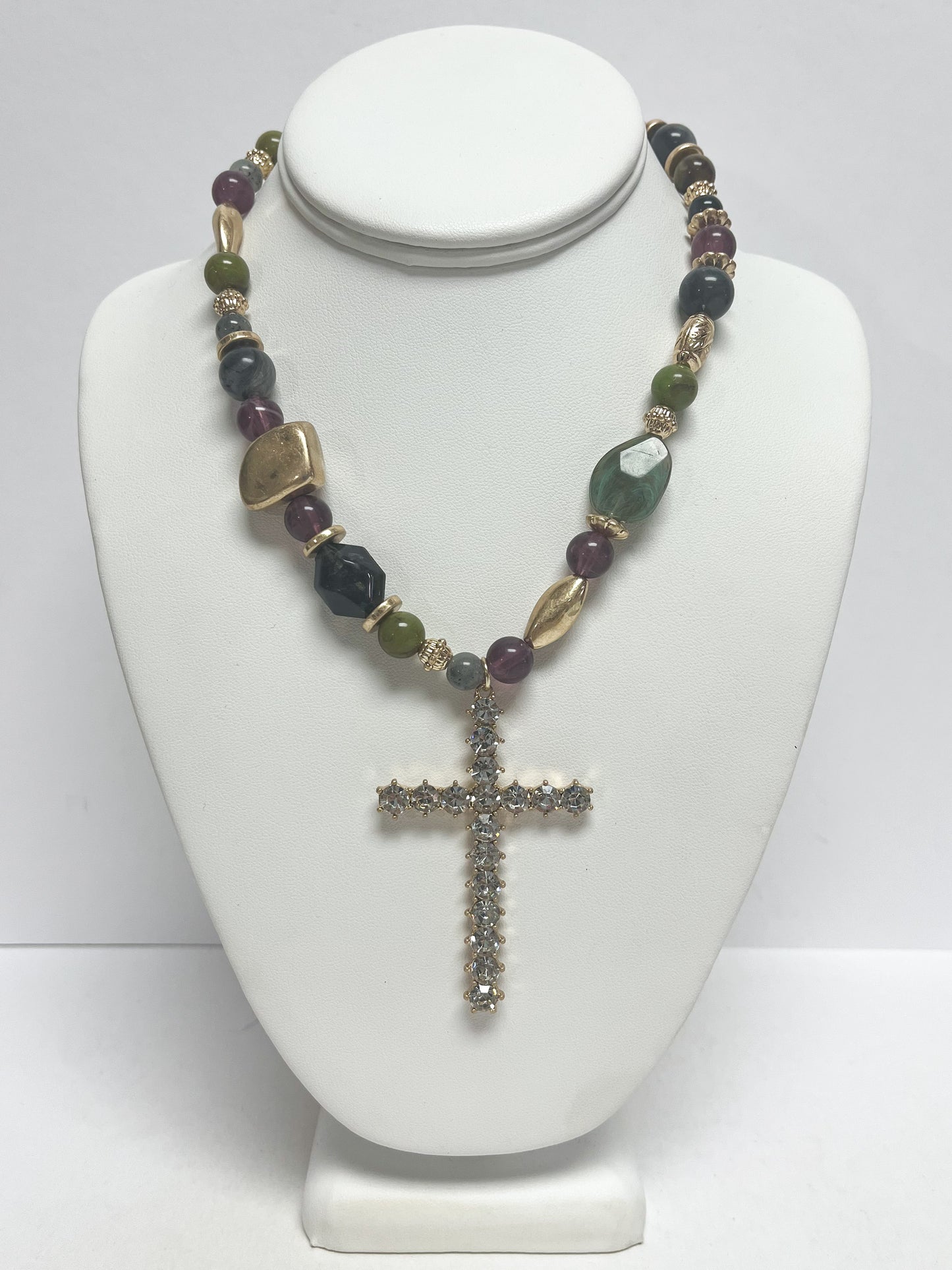 Stone Cross Pendant Necklace