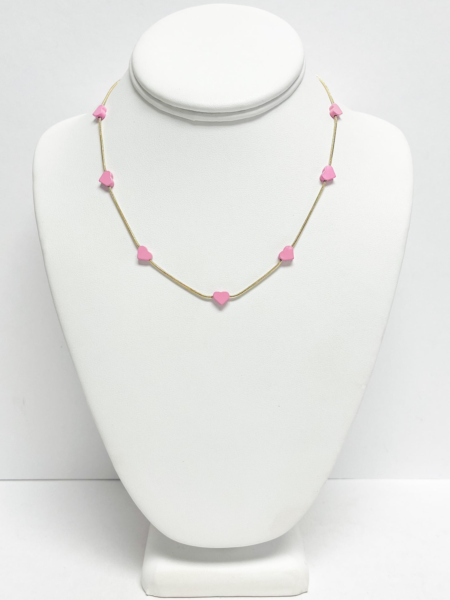 Dainty Heart Pink Charm Necklace