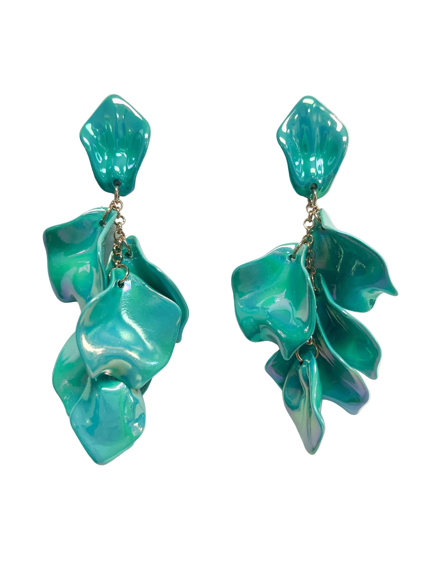 Teal Petal Earrings