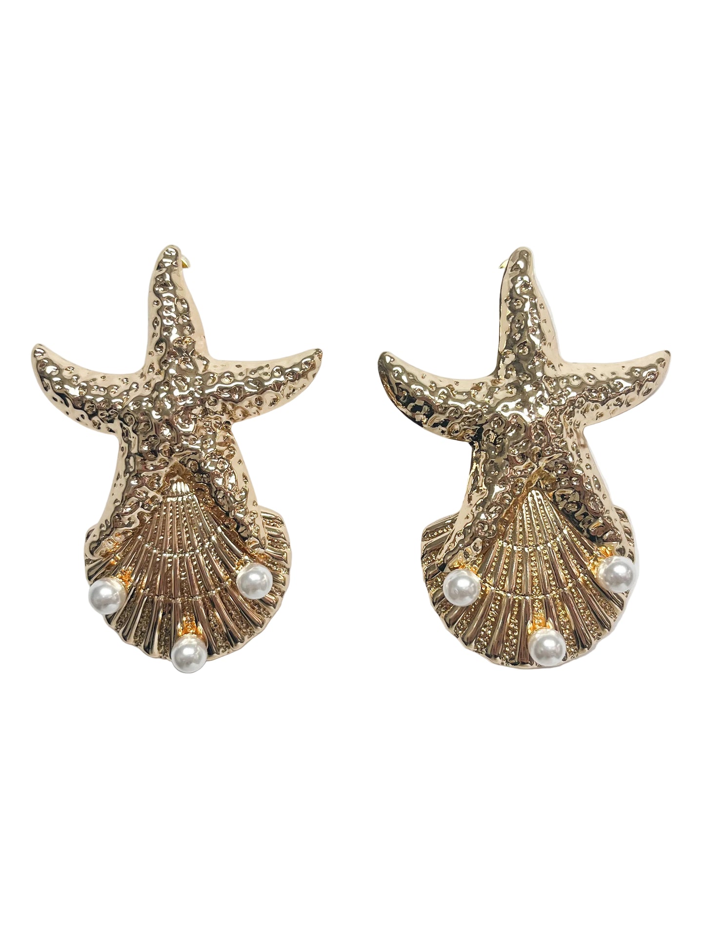 Star pearl star earrings