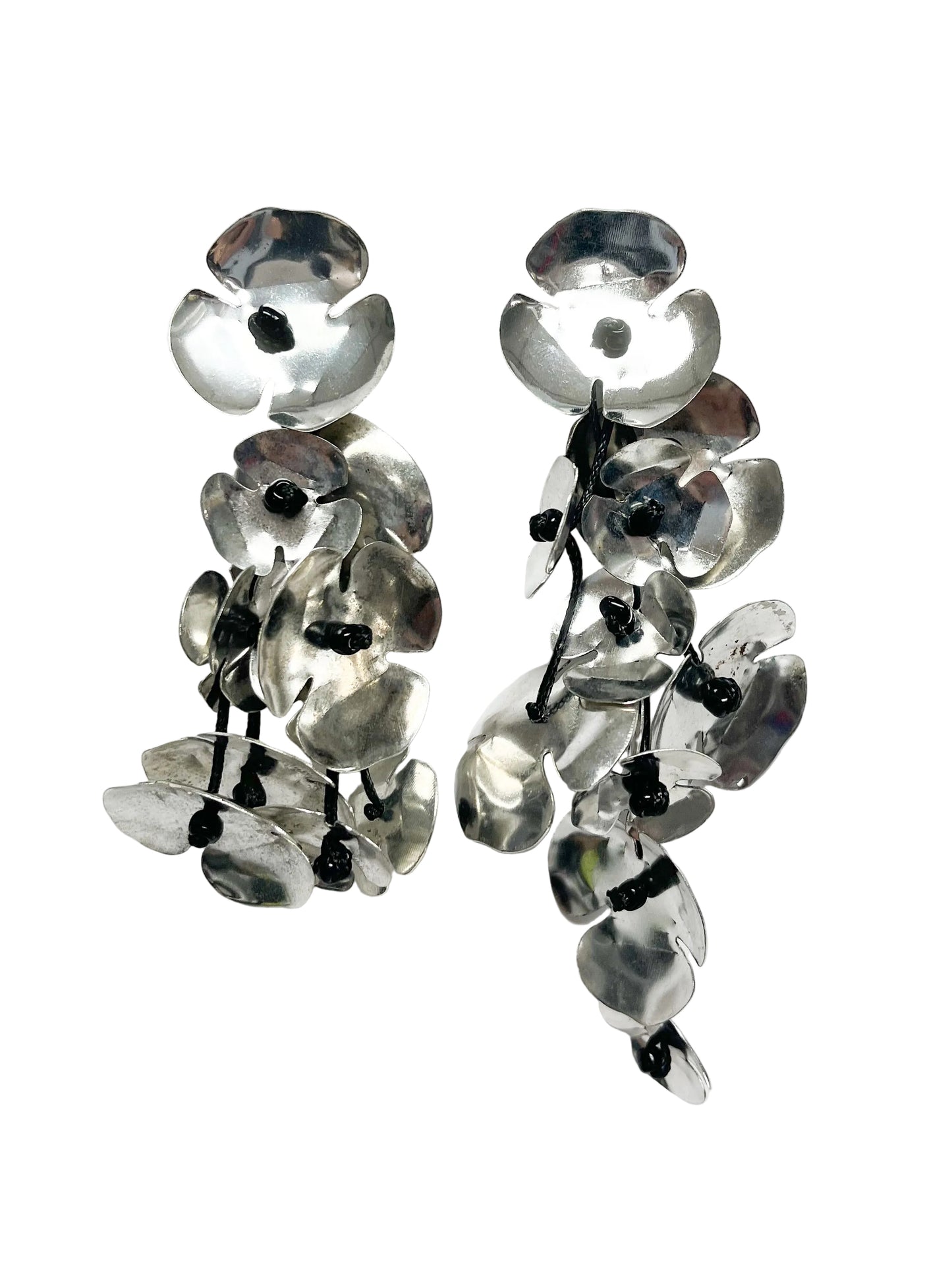 Silver Dangle Petal earrings