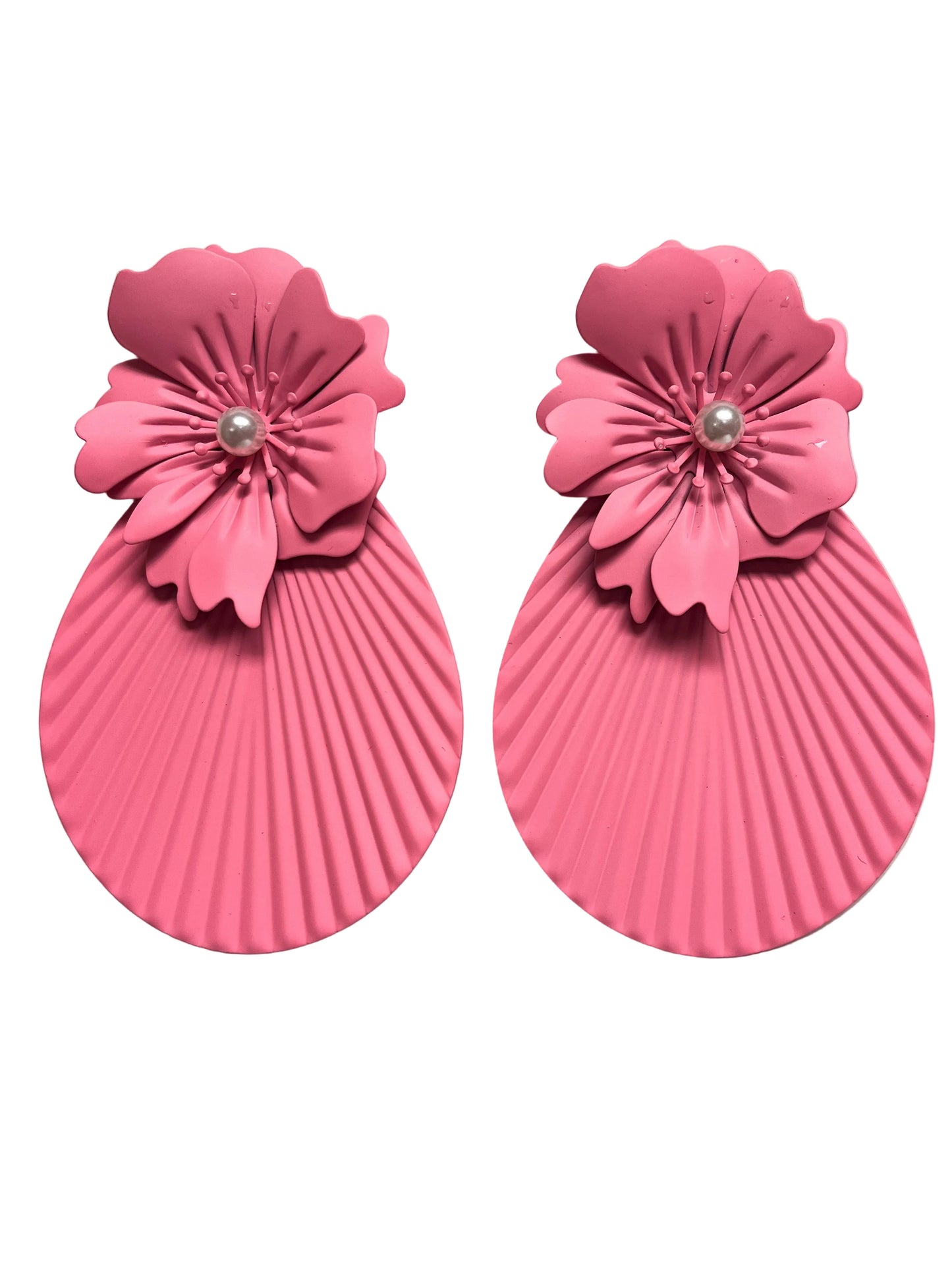 Large pink petal earrings