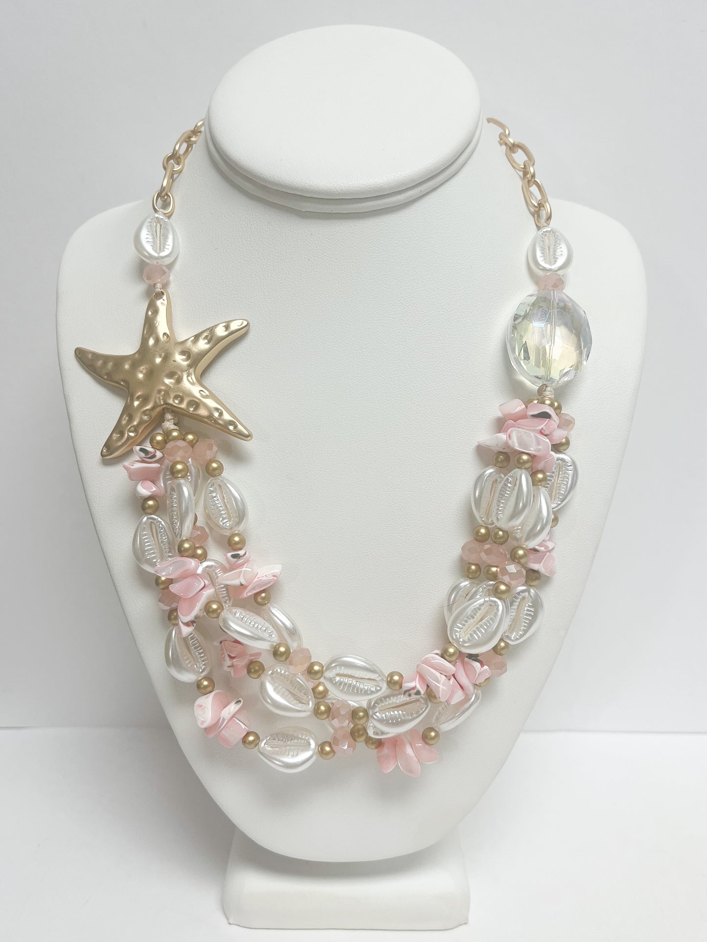 Layered pink sea necklace