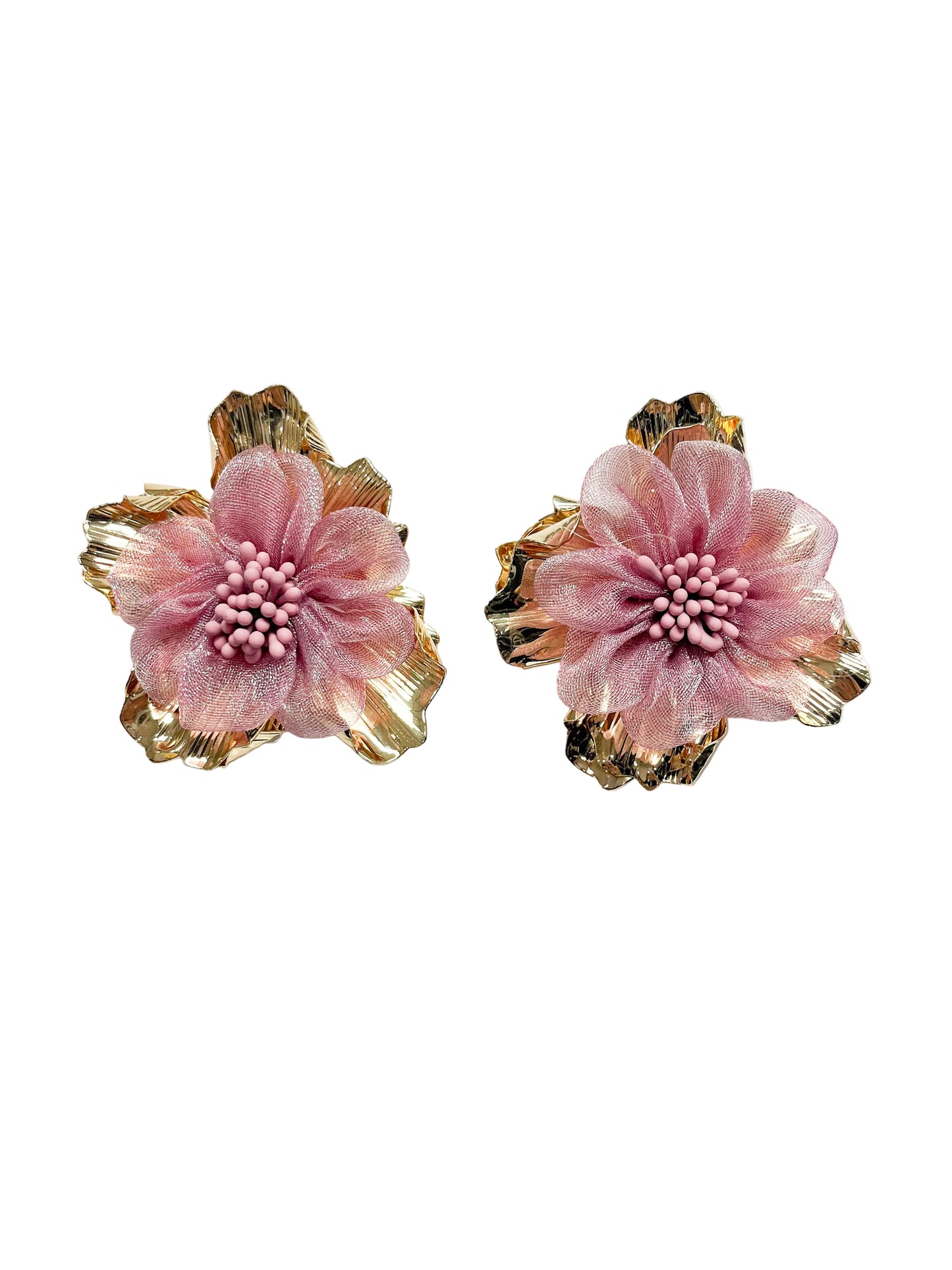 Pink and gold petal earrings