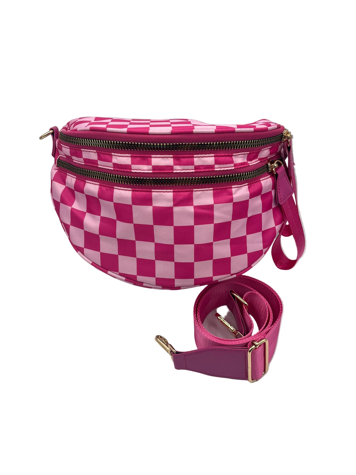 Pink checkered fanny pack