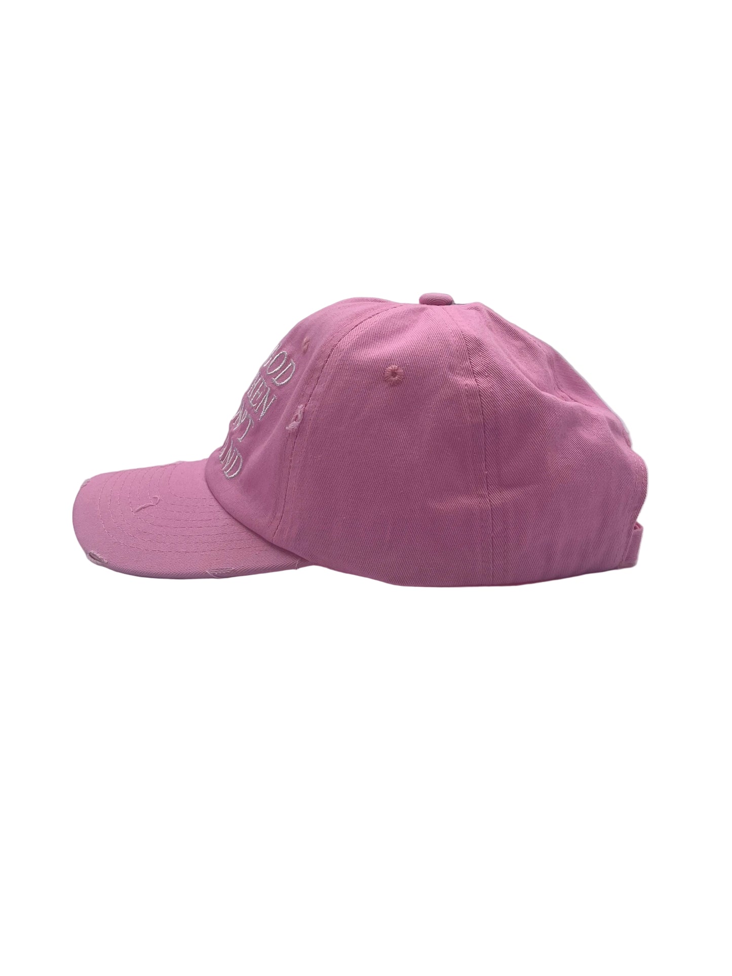 Distressed Pink script hat
