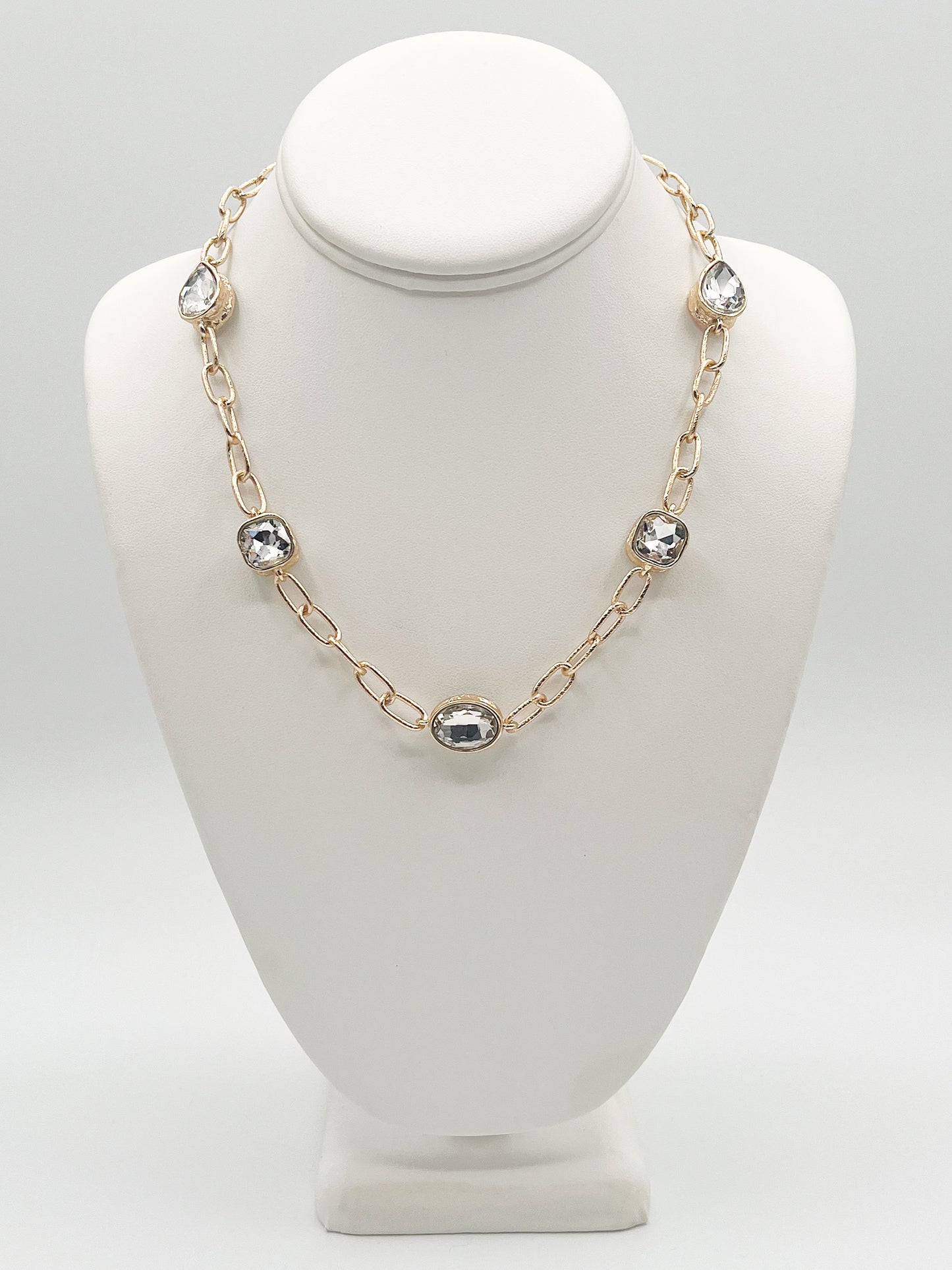 Clear Charm Gold Chain Necklace