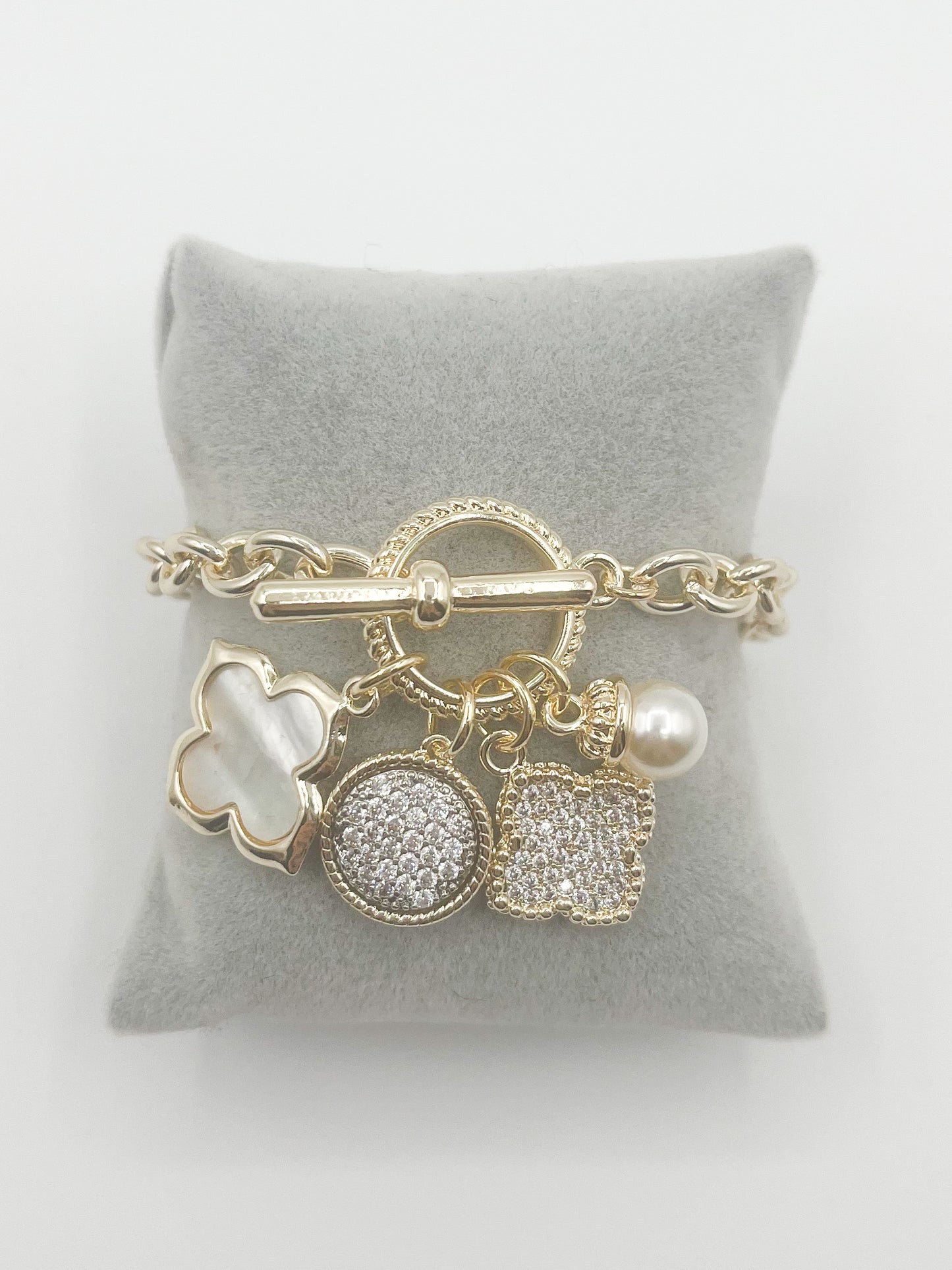 Gold multiple charm bracelet