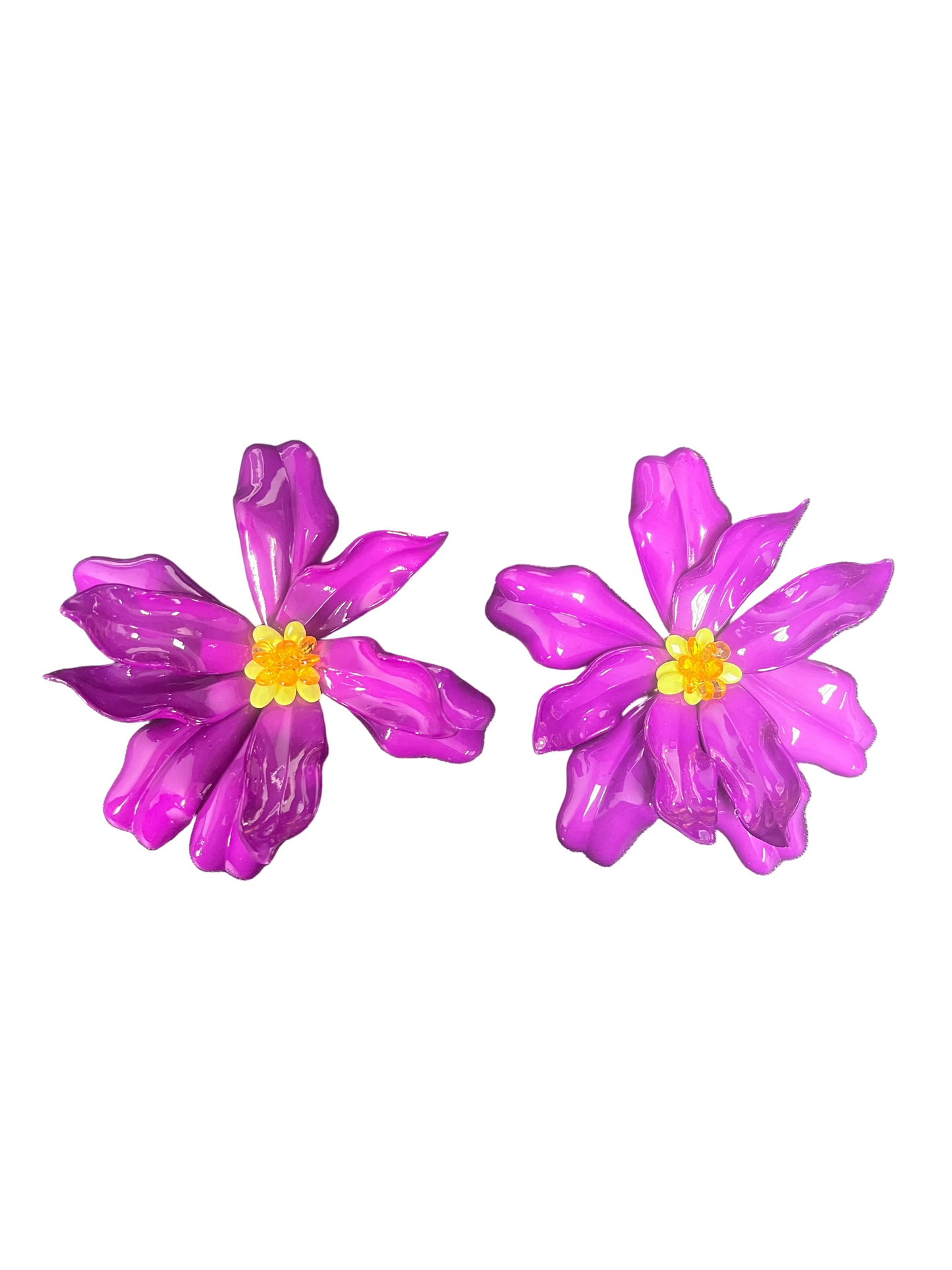 Large purple petal earrings