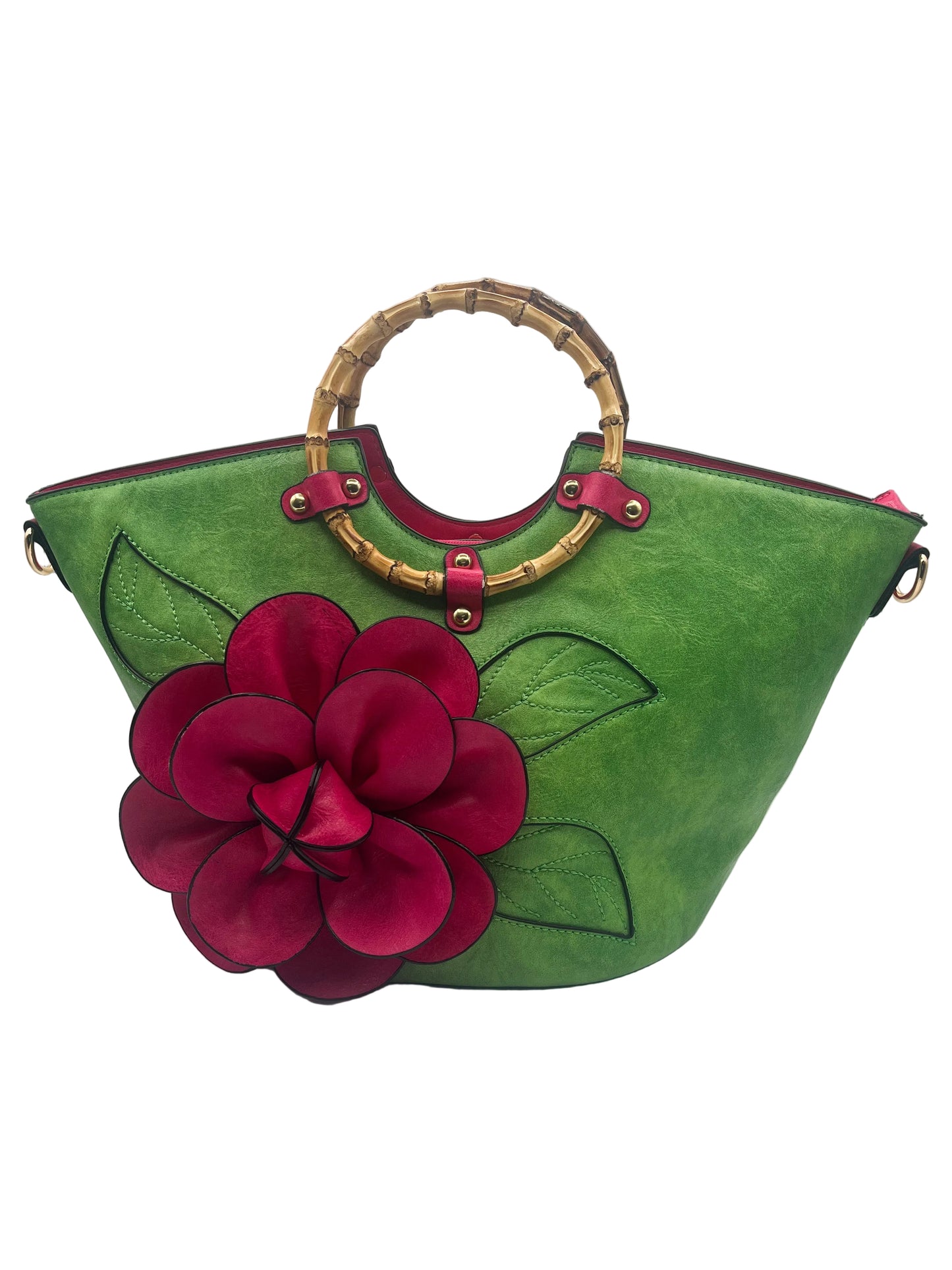 Green floral purse