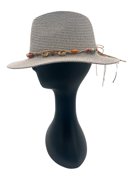 Grey beaded band hat