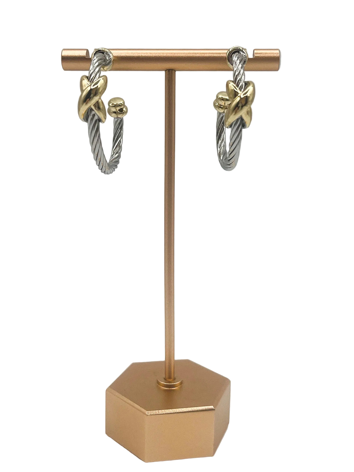 Gold Cross Tie Hoop earrings