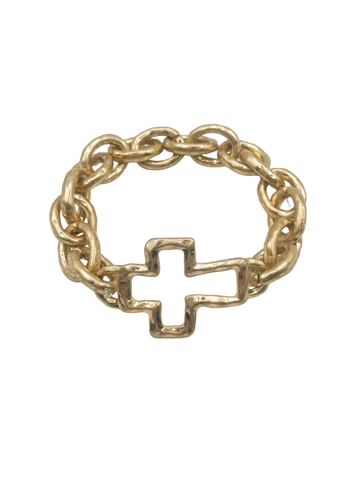 Hammered cross stretch bracelet