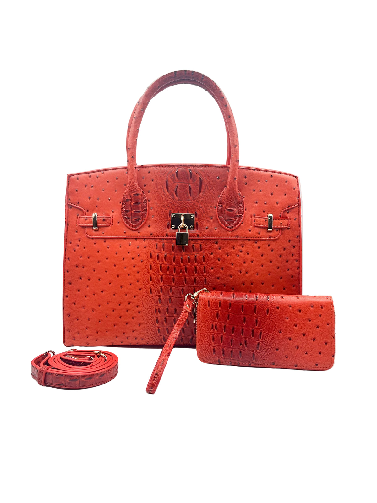 Orange textured handbag set