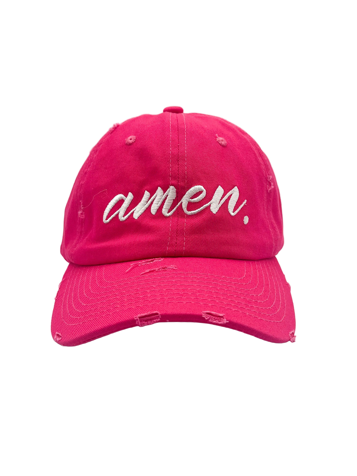Pink distressed script hat