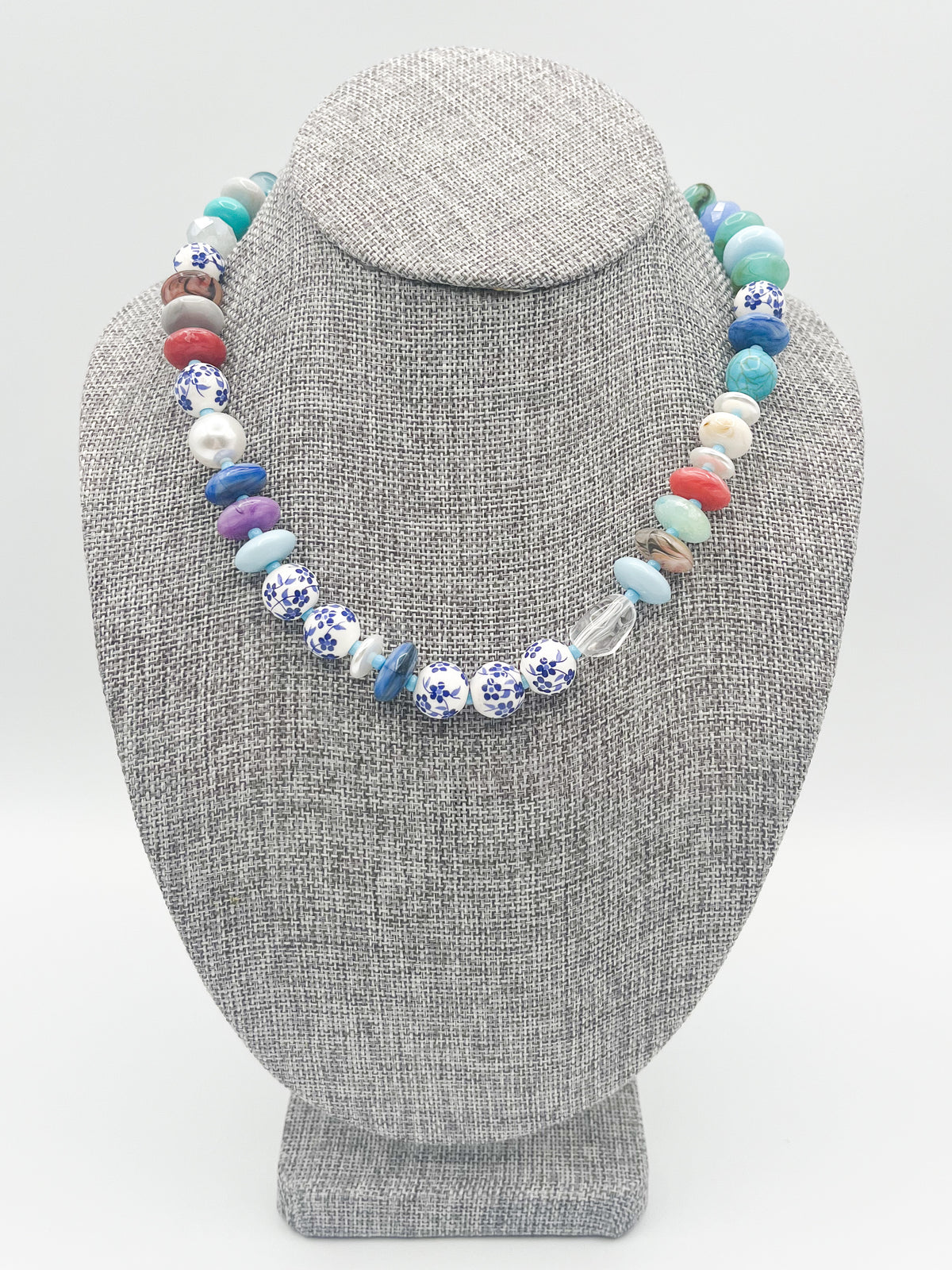 Blue multicolored charm necklace