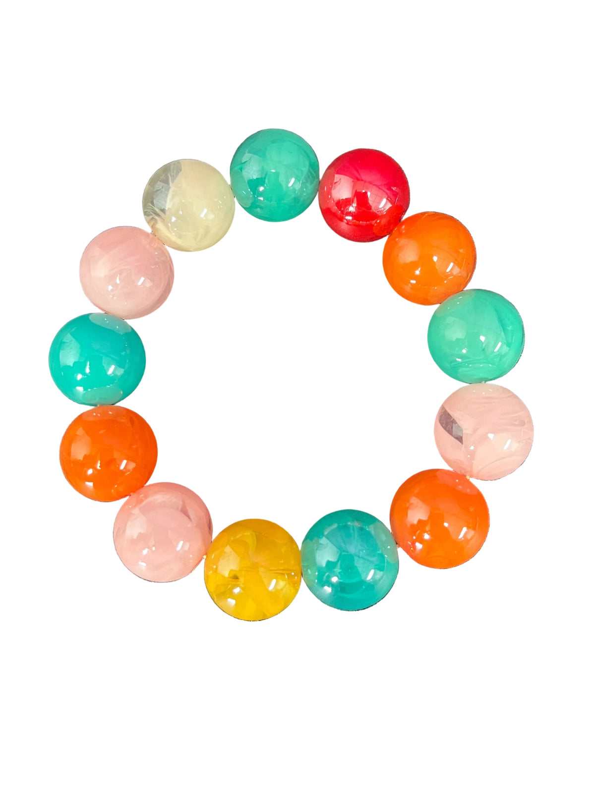 Multicolored iridescent stretch bracelet