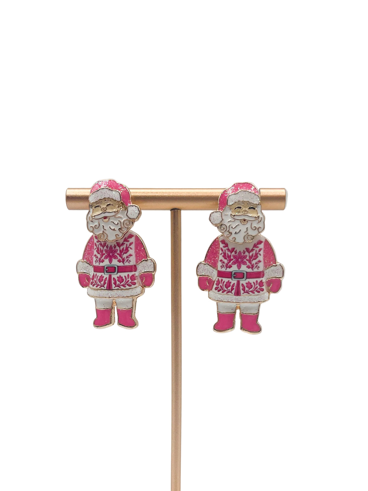 Pink petite winter earrings