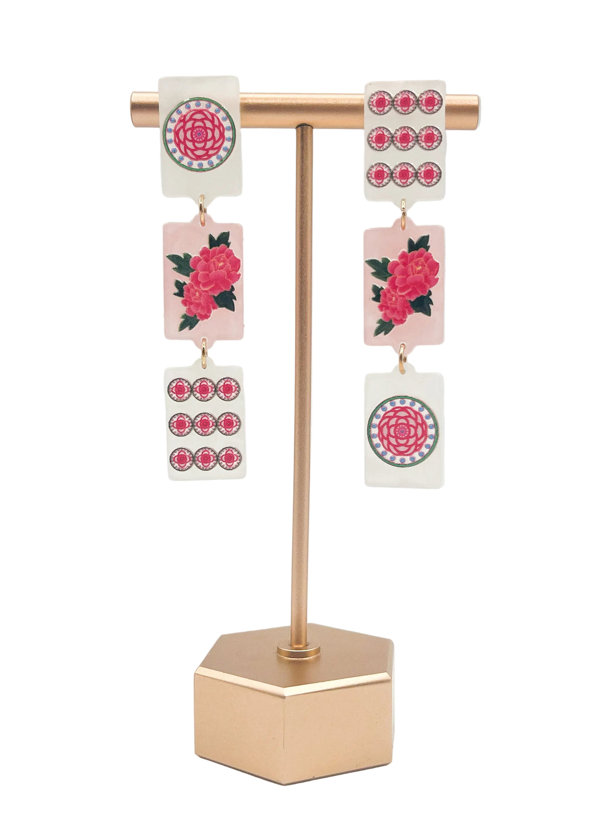 Pink Dangle post earrings