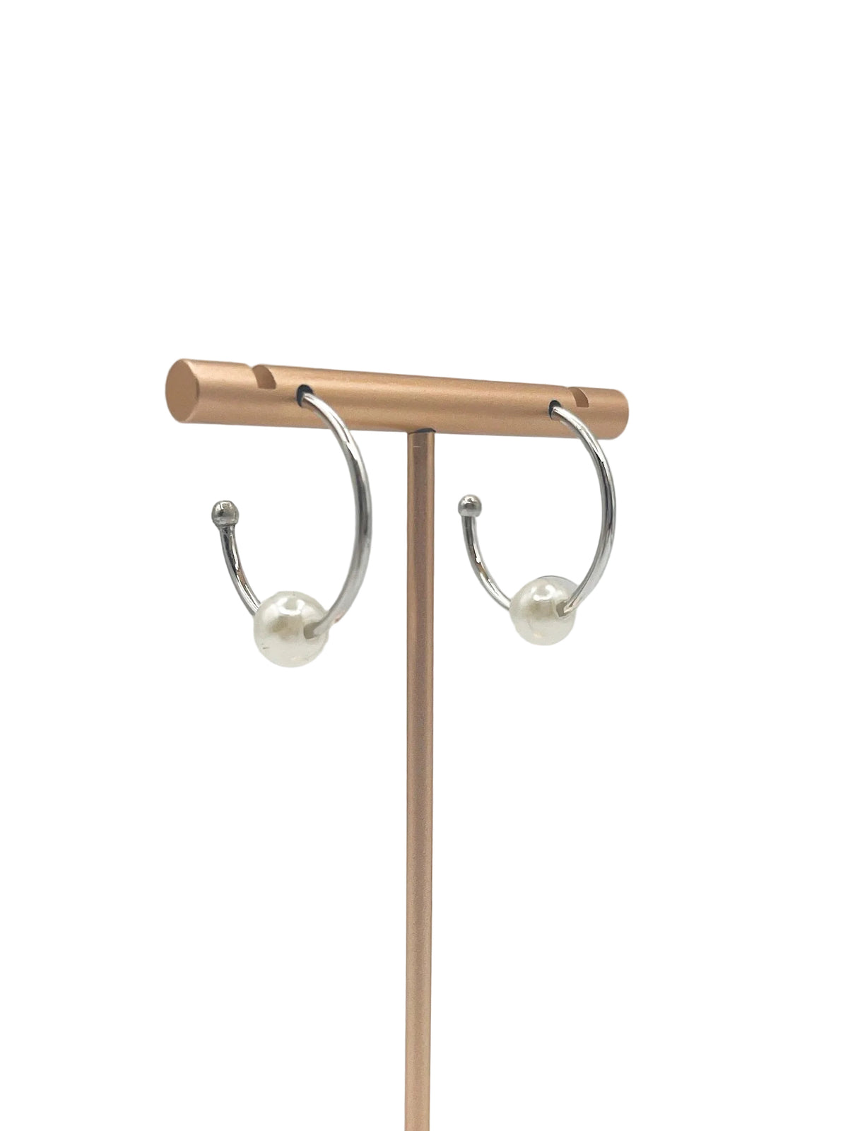 Pearl studded hoop earrings