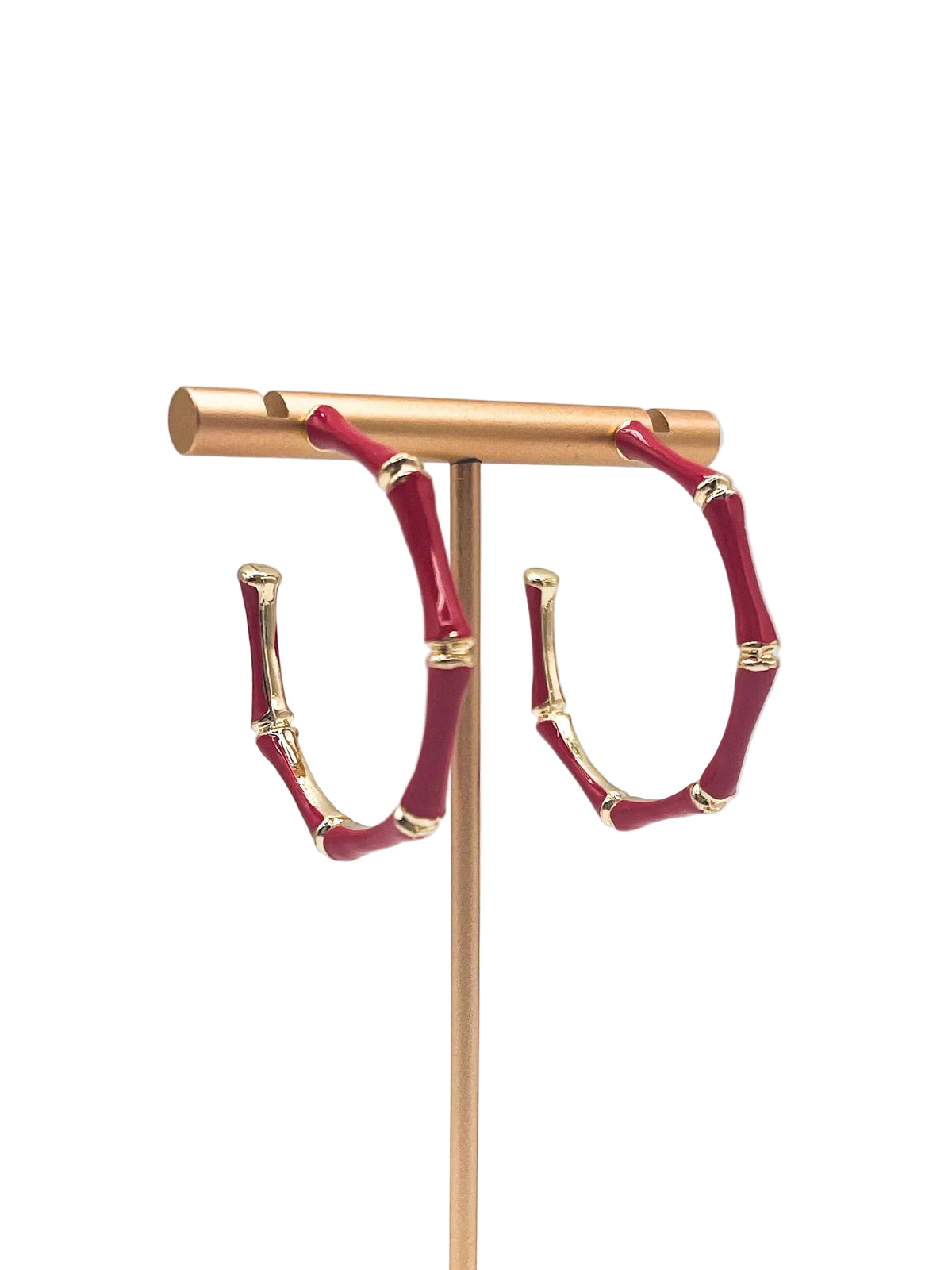 Red hoop earrings