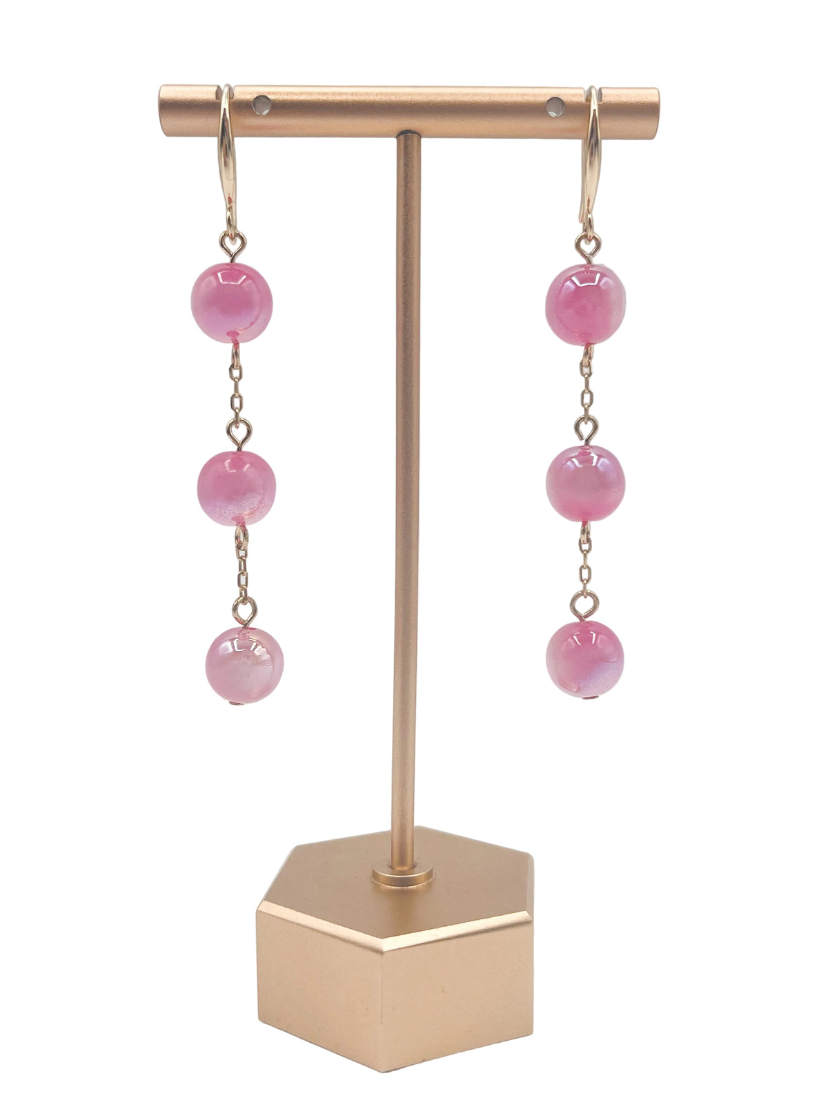 Pink Dangle Beaded earrings