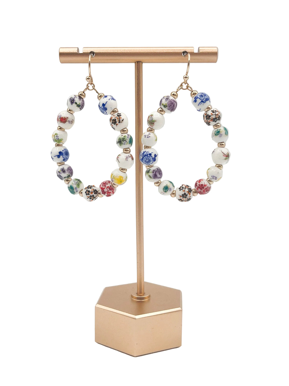 Printed oval earrings