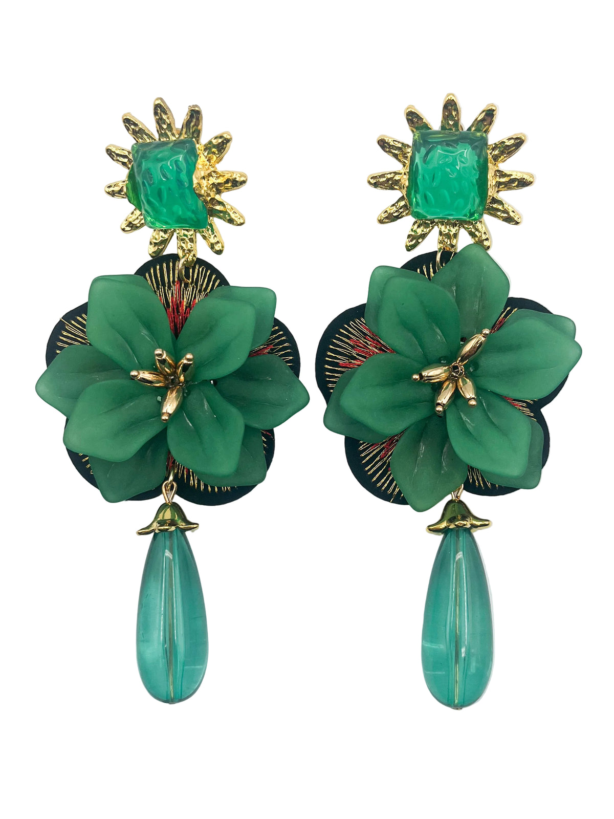 Green fashion earrings