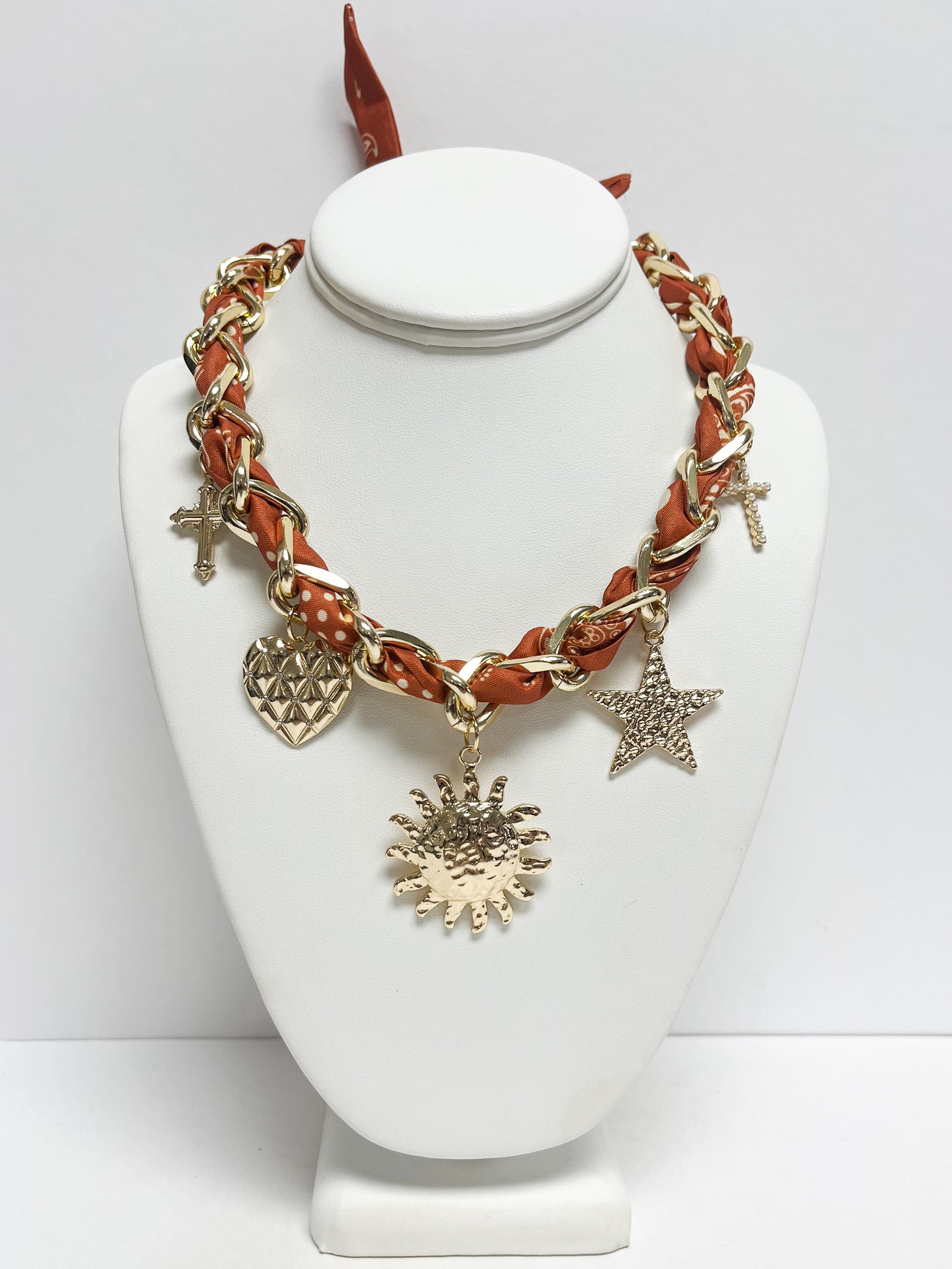 Sun,Star,Heart,Cross Charm Bandana Necklace